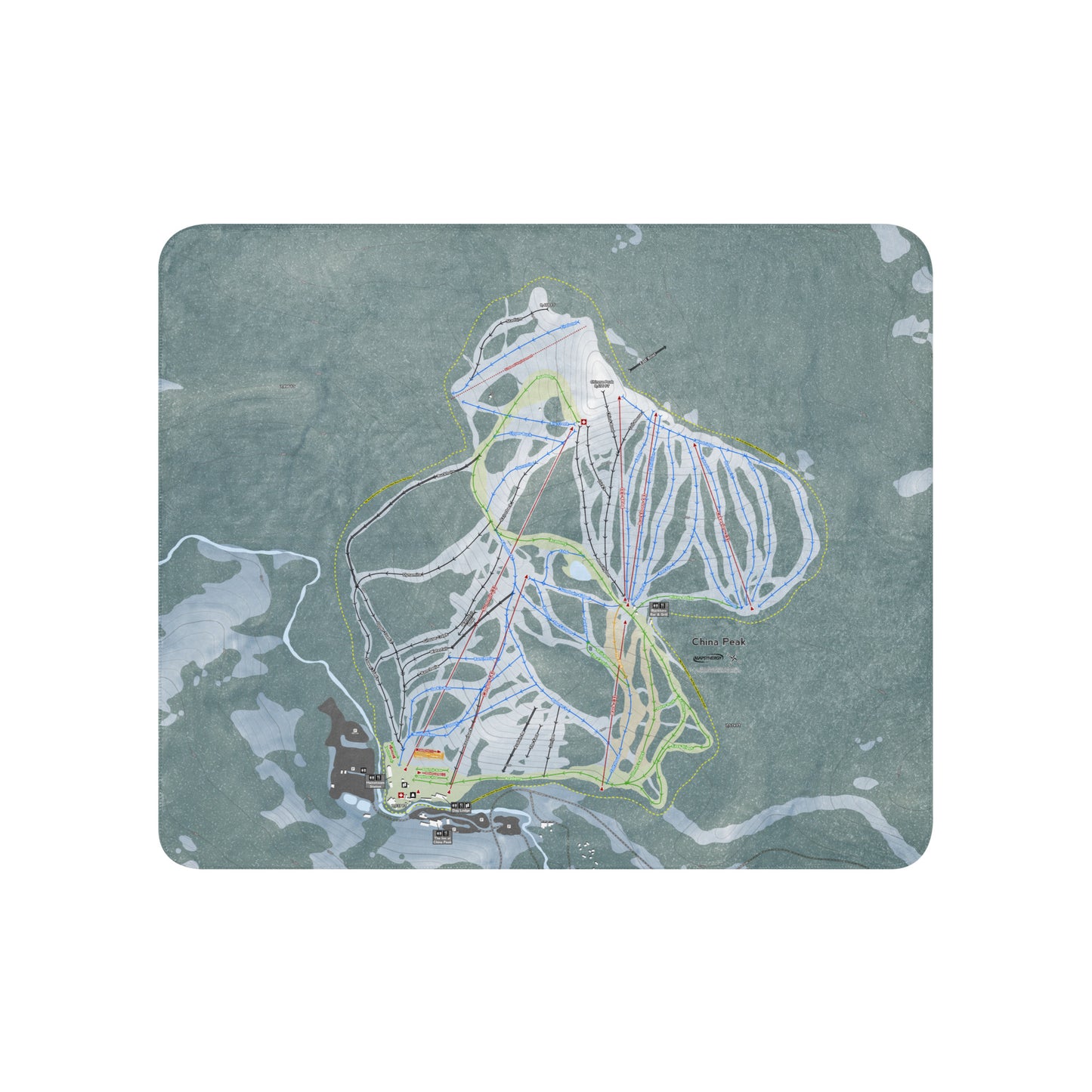 China Peak, California Ski Resort Map Blanket - Powderaddicts