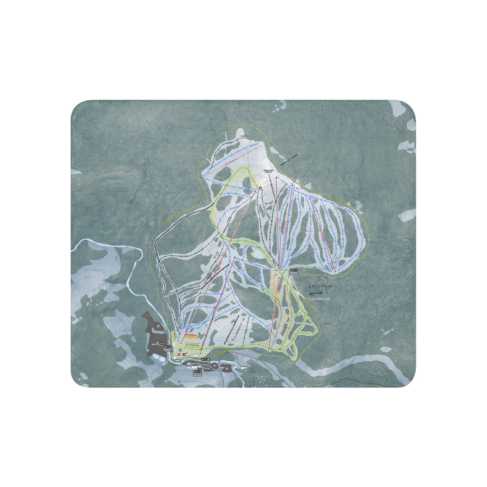 China Peak, California Ski Resort Map Blanket - Powderaddicts