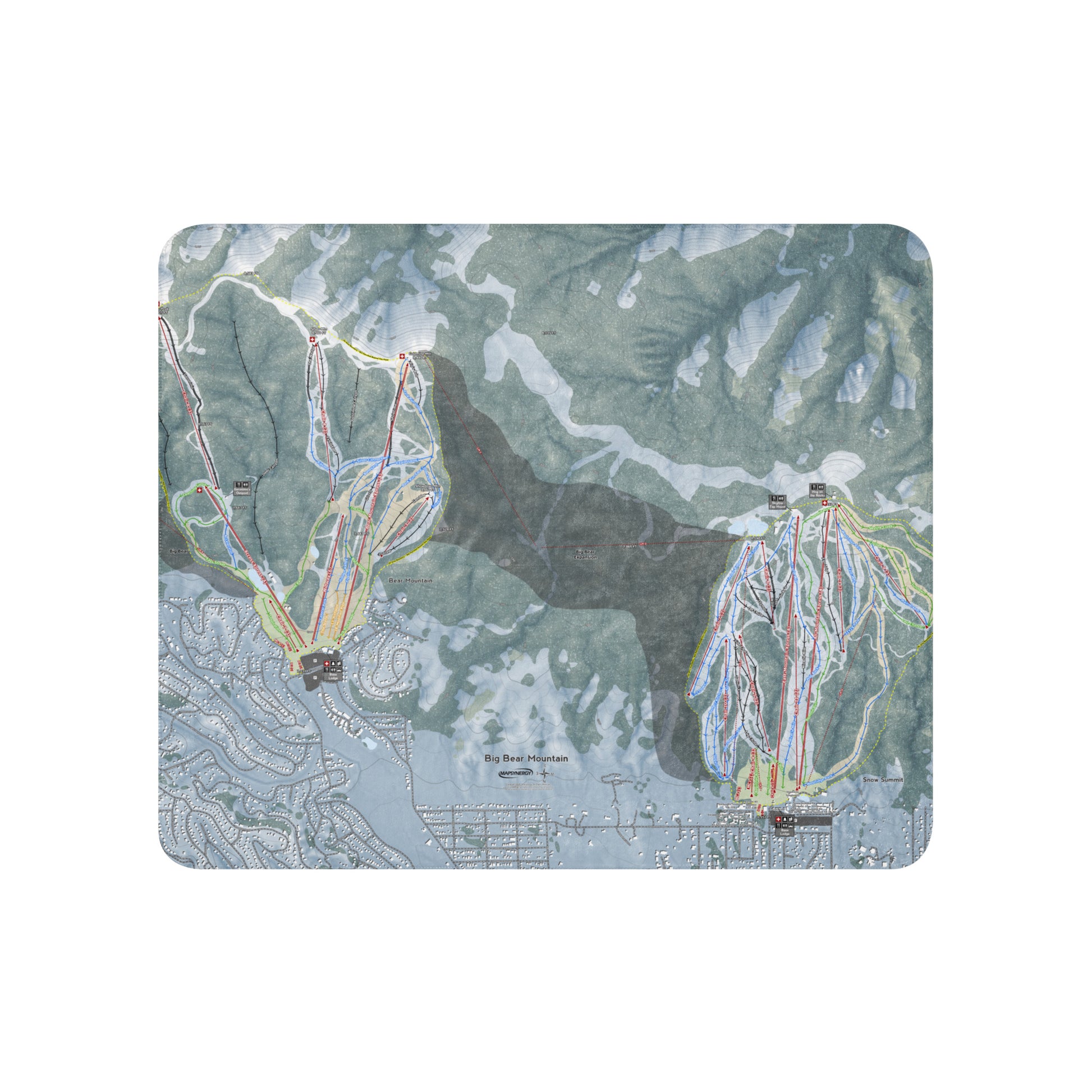 Big Bear Mountain, California Ski Resort Map Blanket - Powderaddicts