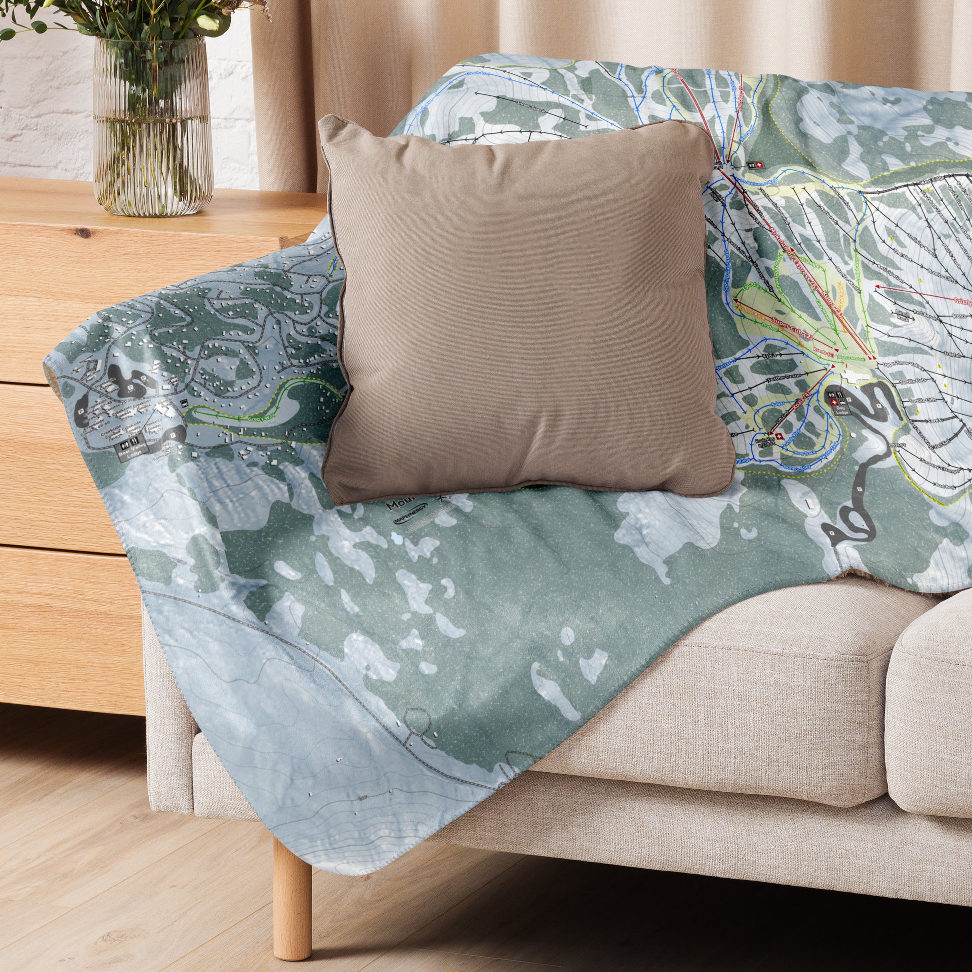 Bear Valley Mountain, California Ski Resort Map Blanket - Powderaddicts