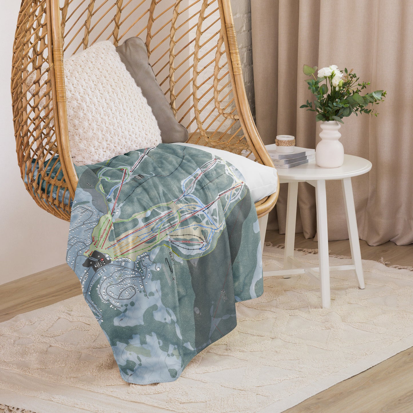 Bear Mountain, California Ski Resort Map Blanket - Powderaddicts