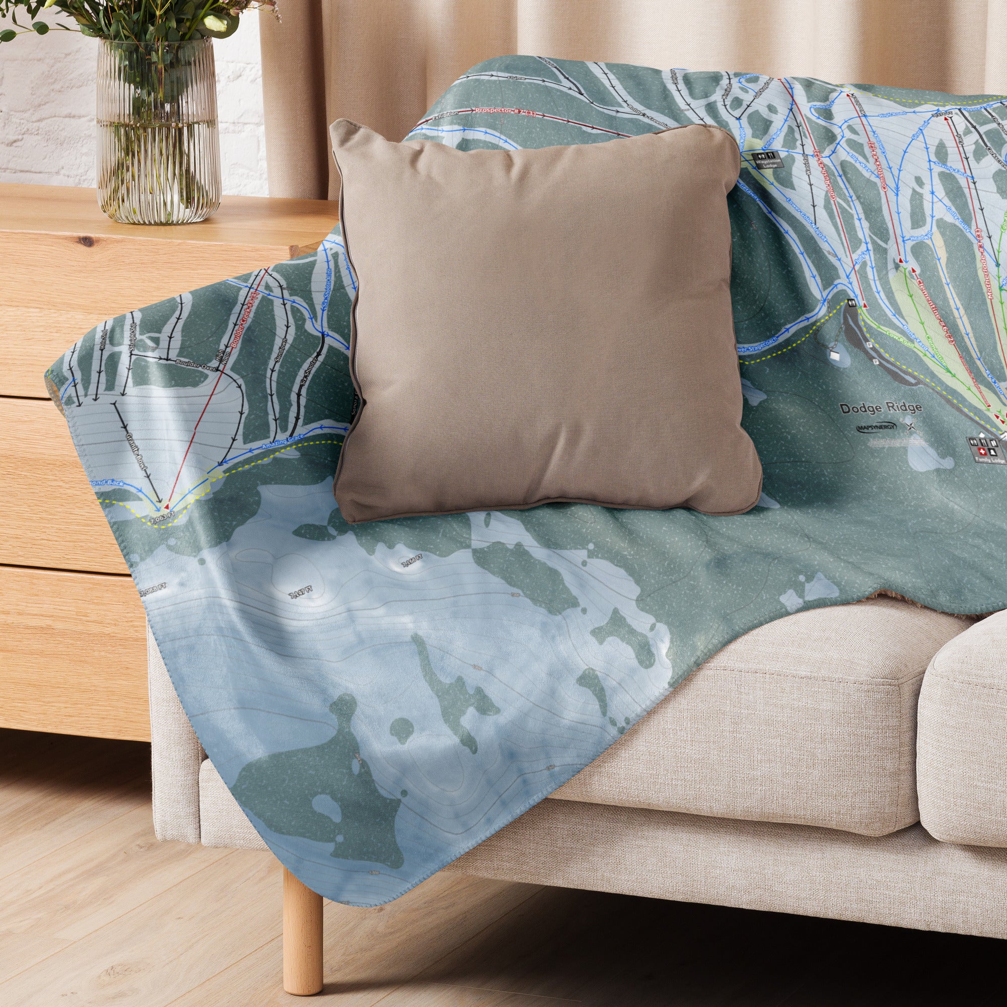Dodge Ridge, California Ski Resort Map Blanket - Powderaddicts
