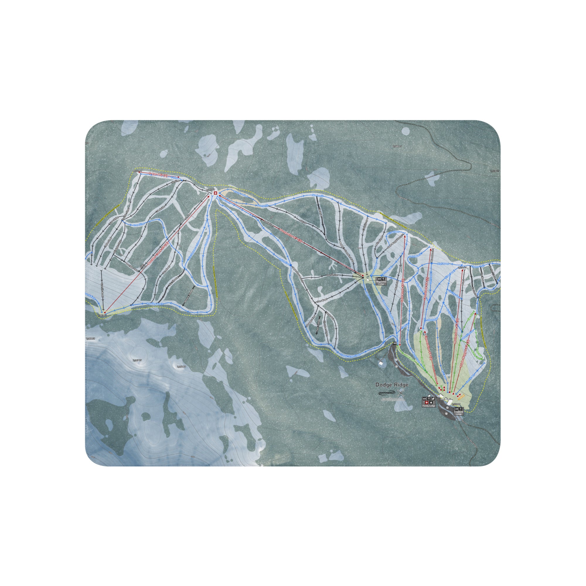 Dodge Ridge, California Ski Resort Map Blanket - Powderaddicts