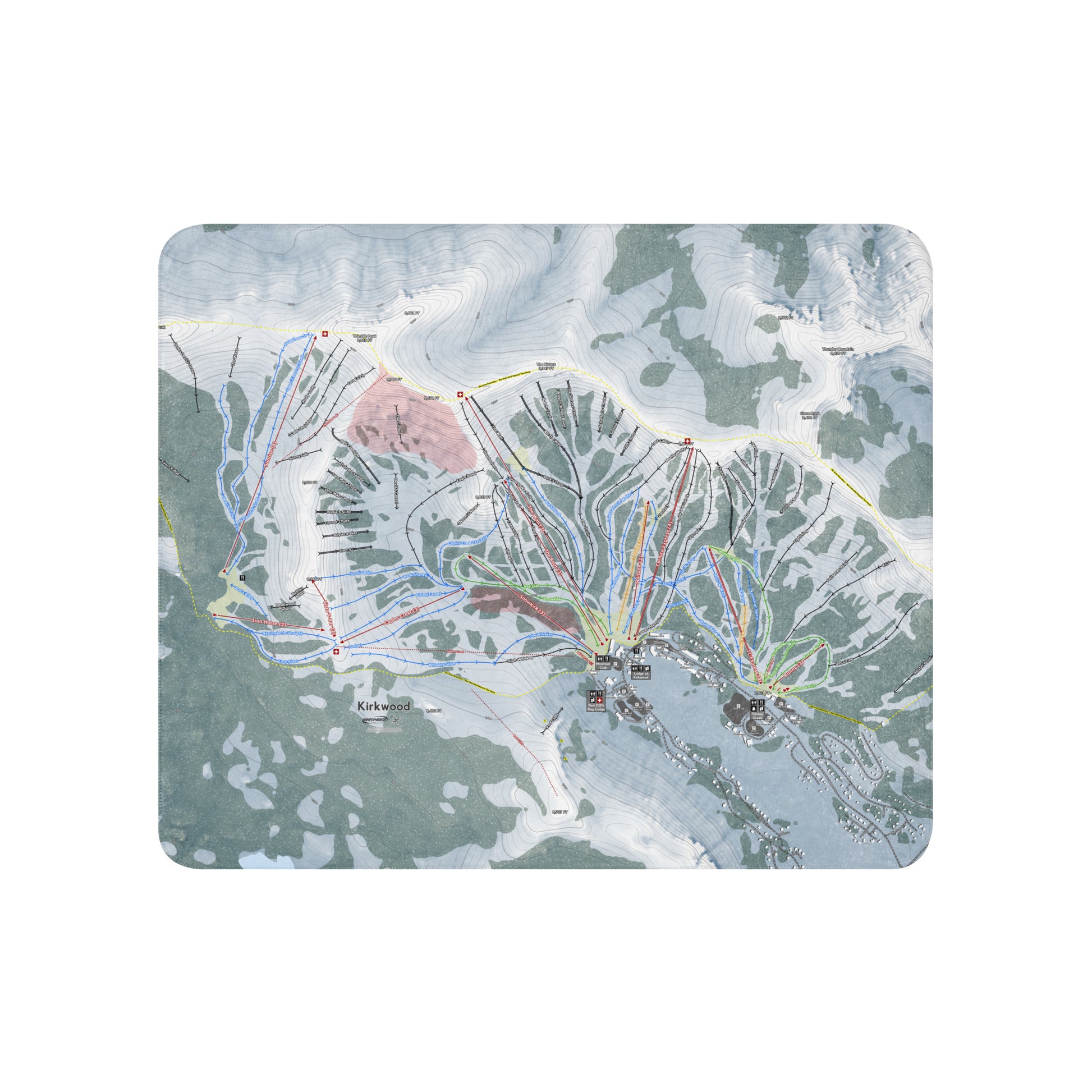 Kirkwood, California Ski Resort Map Blanket - Powderaddicts