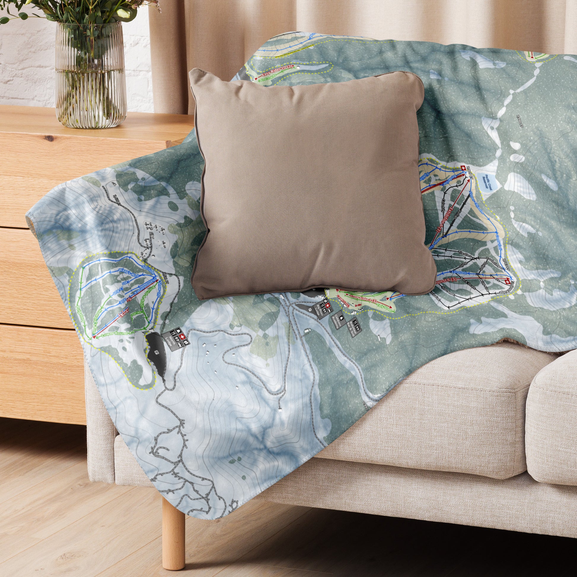 Mountain High, California Ski Resort Map Blanket - Powderaddicts