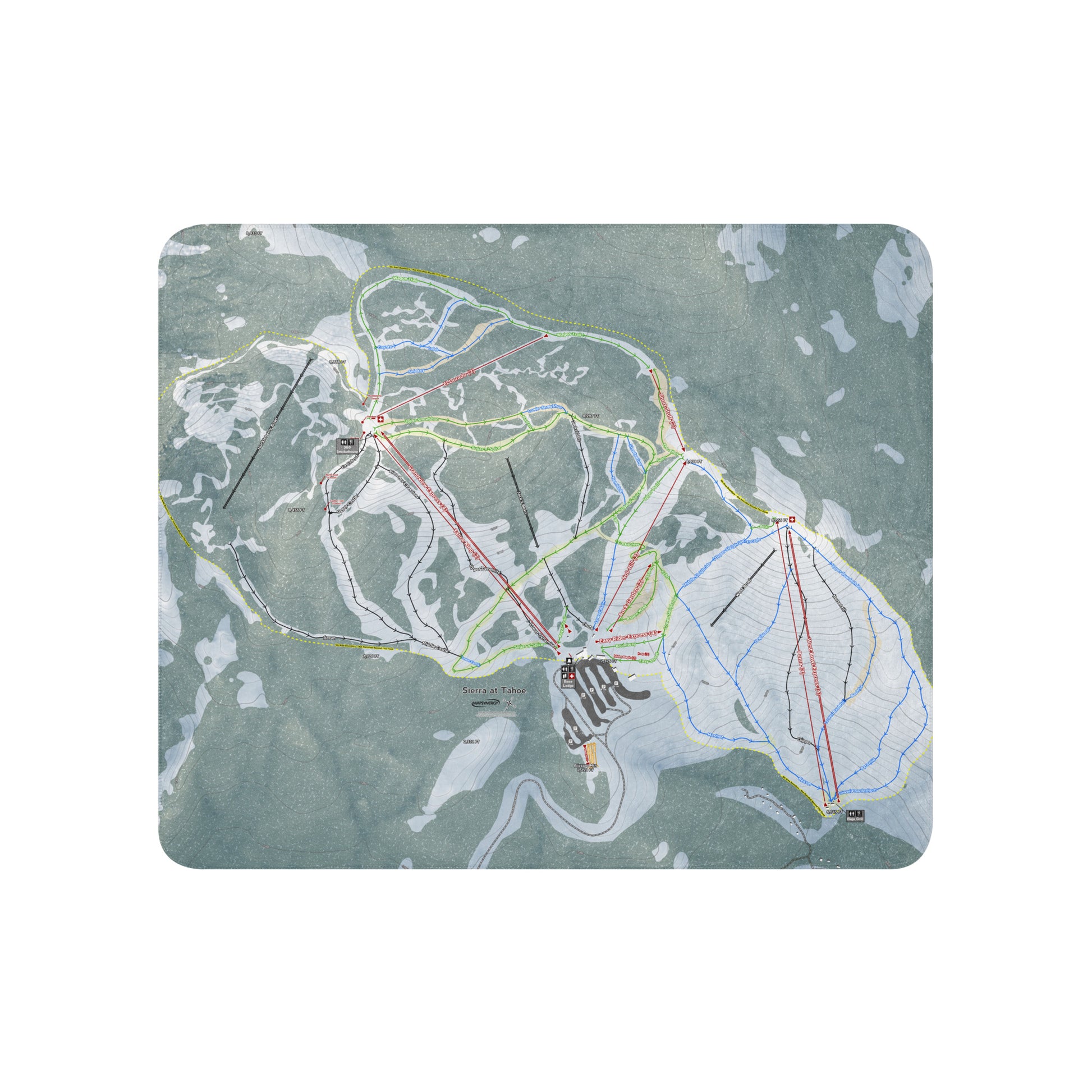 Sierra At Tahoe, California Ski Resort Map Blanket - Powderaddicts