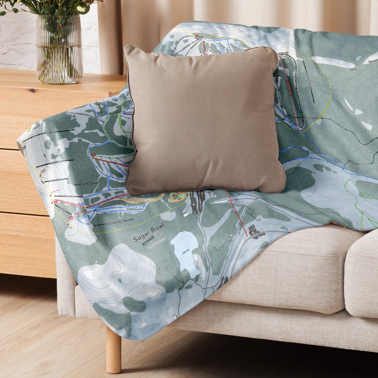 Sugar Bowl, California Ski Resort Map Blanket