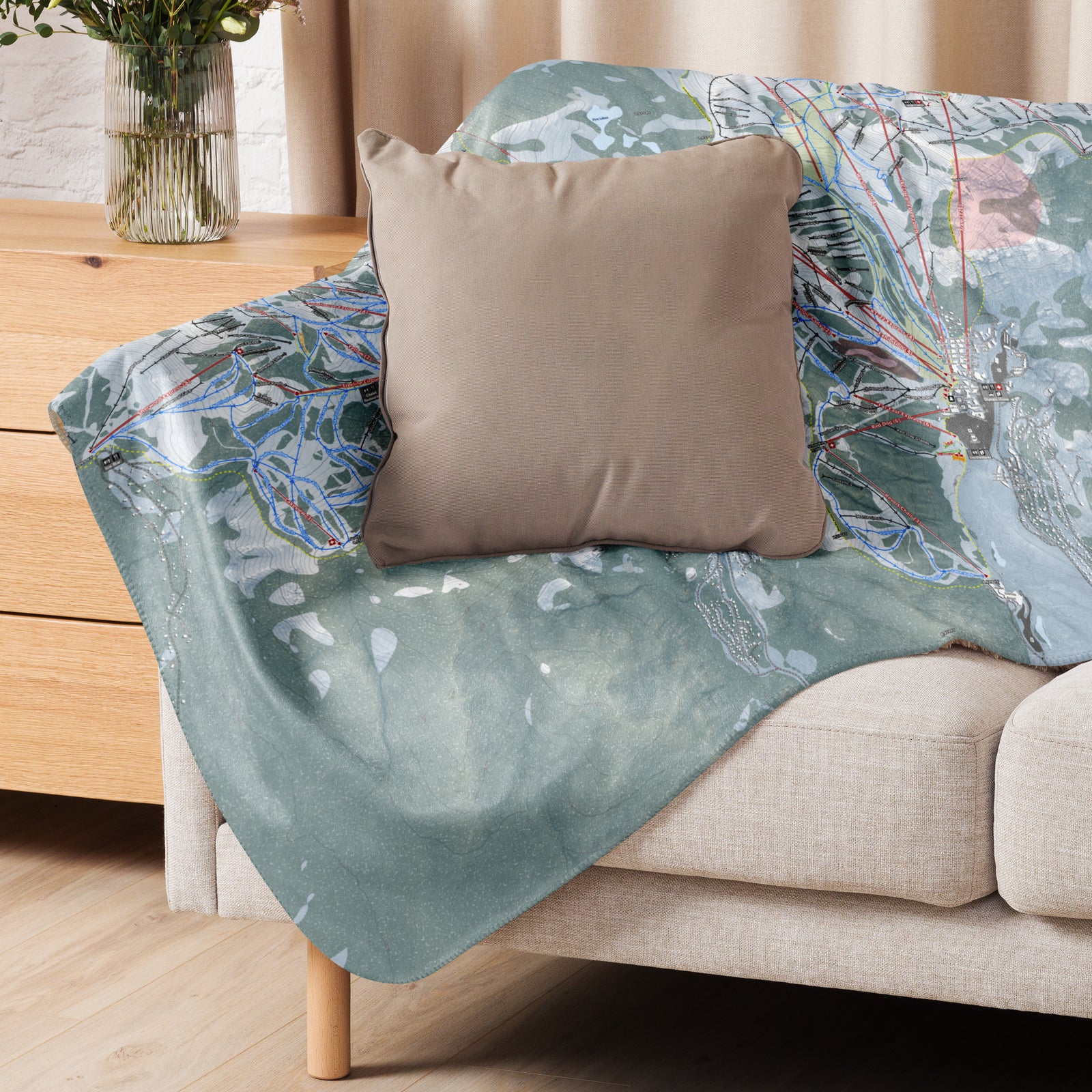 Palisades Tahoe, California Ski Resort Map Blanket - Powderaddicts