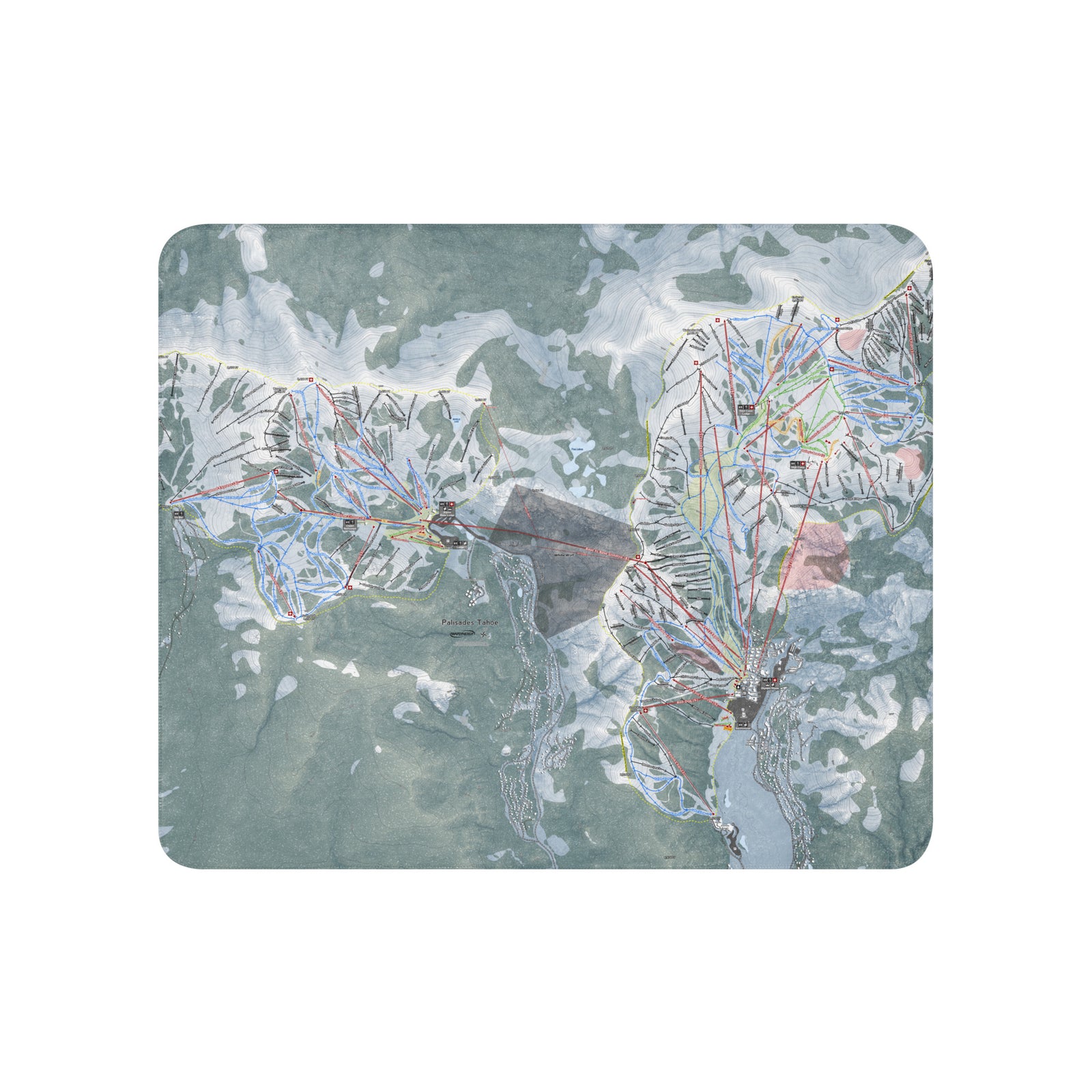 Palisades Tahoe, California Ski Resort Map Blanket - Powderaddicts