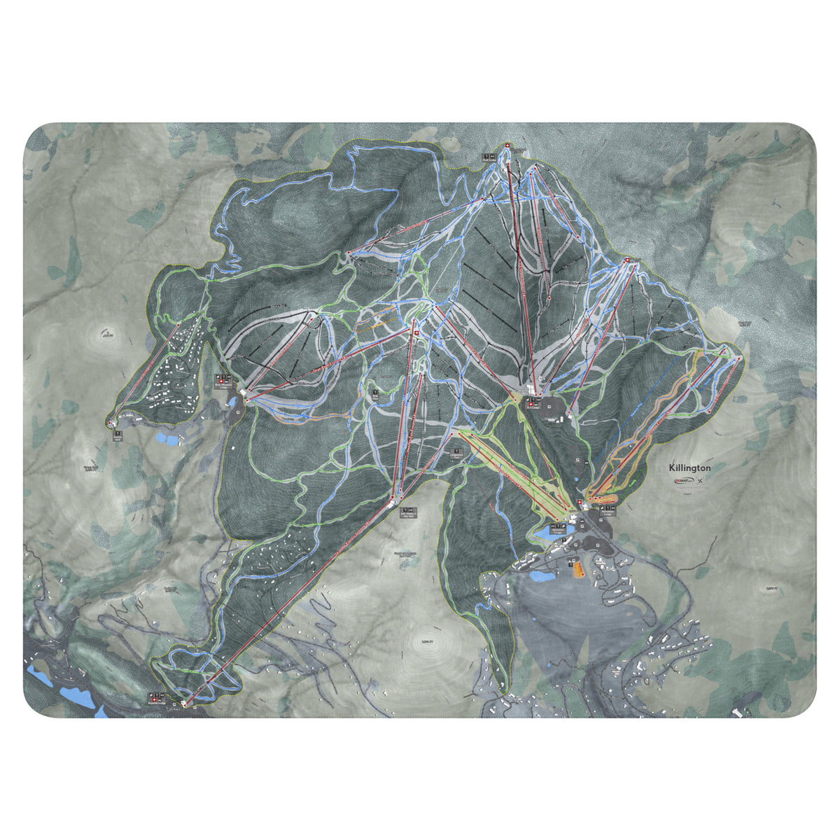 Killington, Vermont Ski Resort Map blanket - Powderaddicts