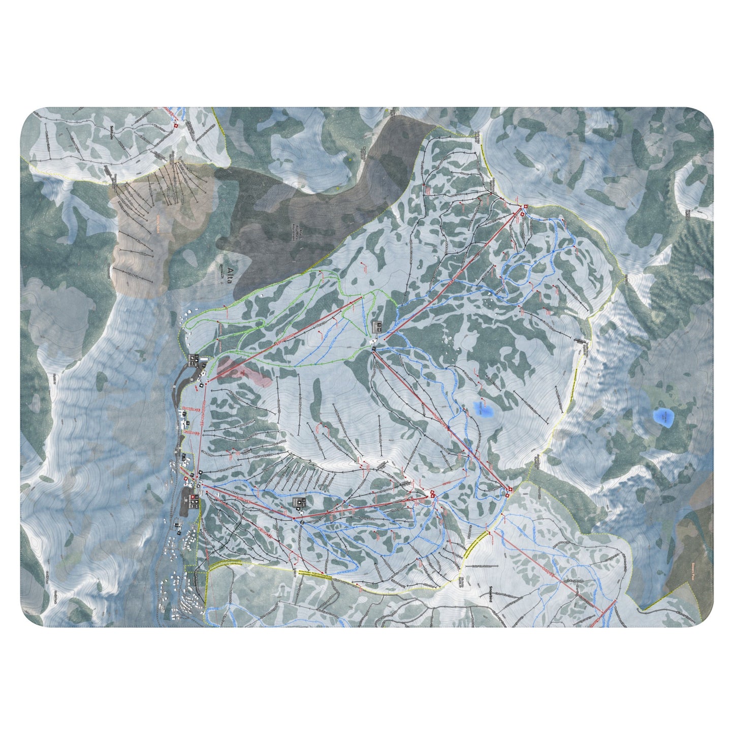 Alta, Utah Ski Resort Map Blanket - Powderaddicts