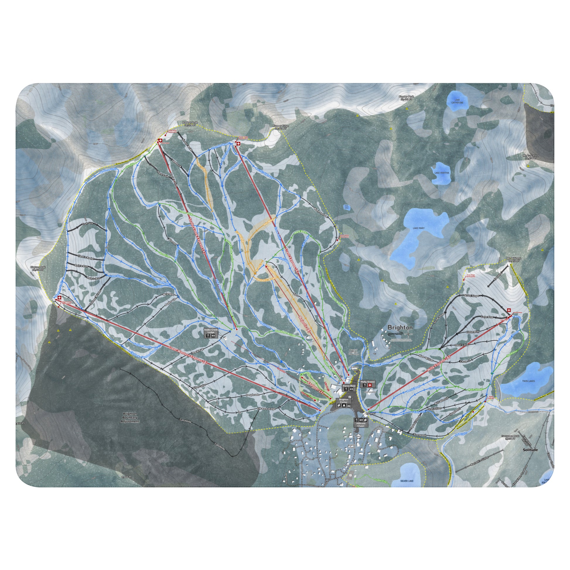 Brighton, Utah Ski Resort Map blanket - Powderaddicts