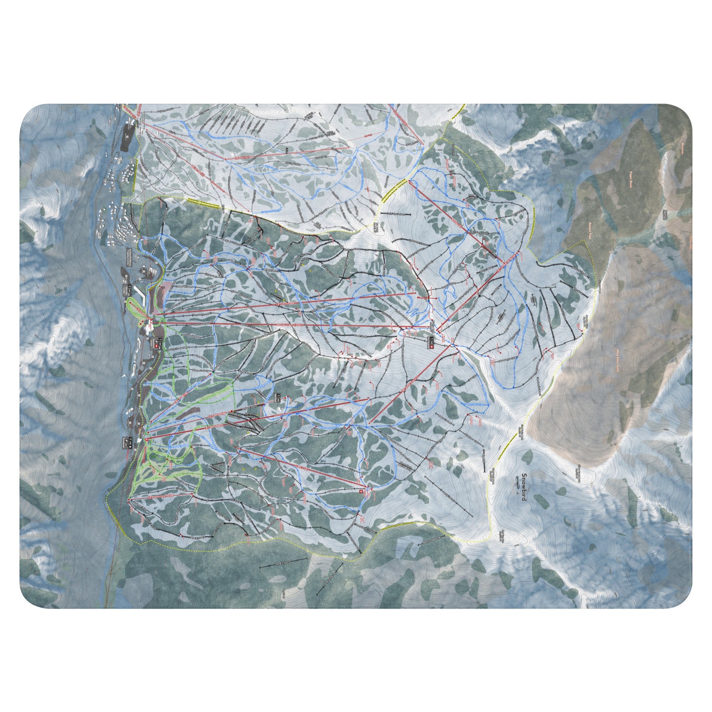 Snowbird, Utah Ski Resort Map blanket - Powderaddicts