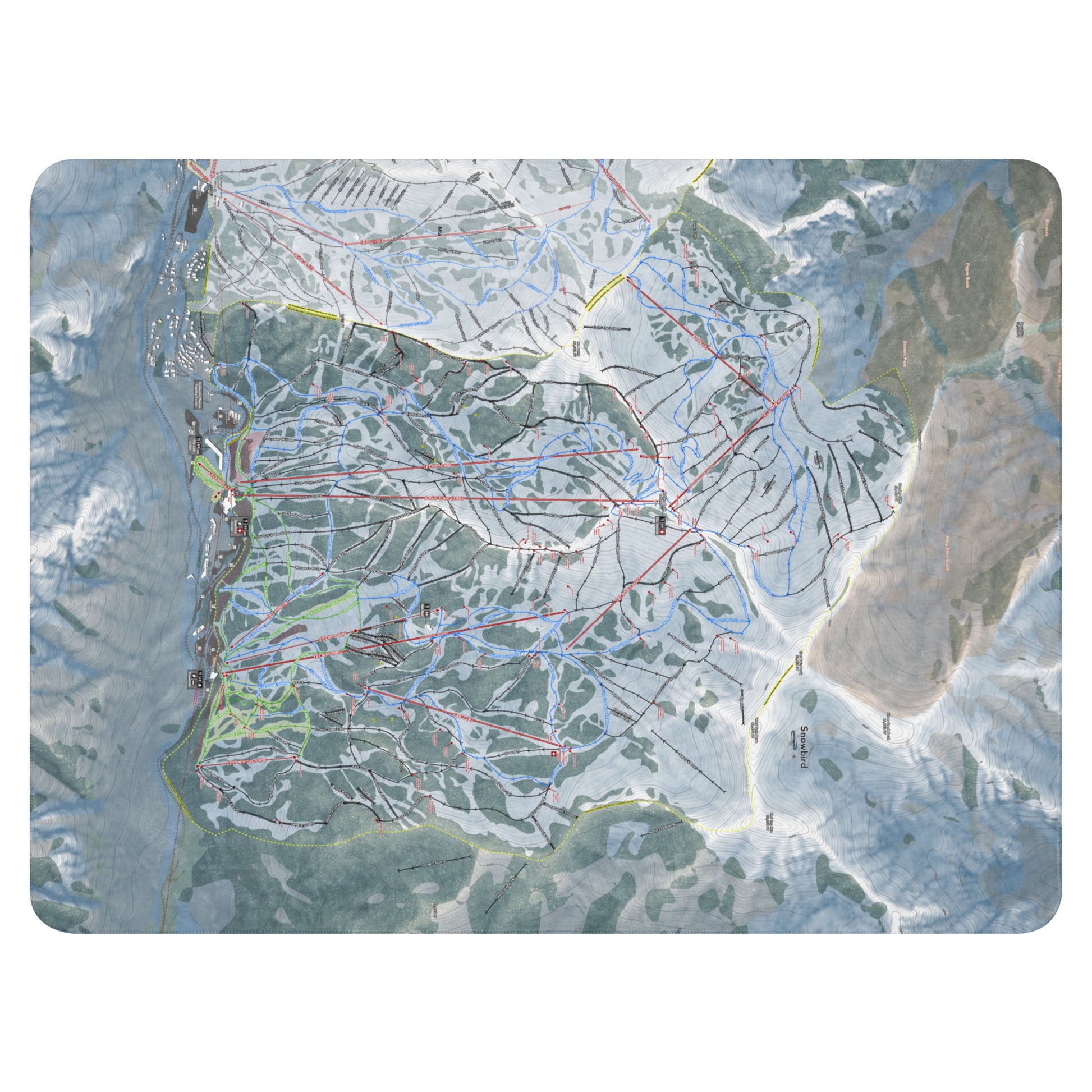 Snowbird, Utah Ski Resort Map blanket - Powderaddicts