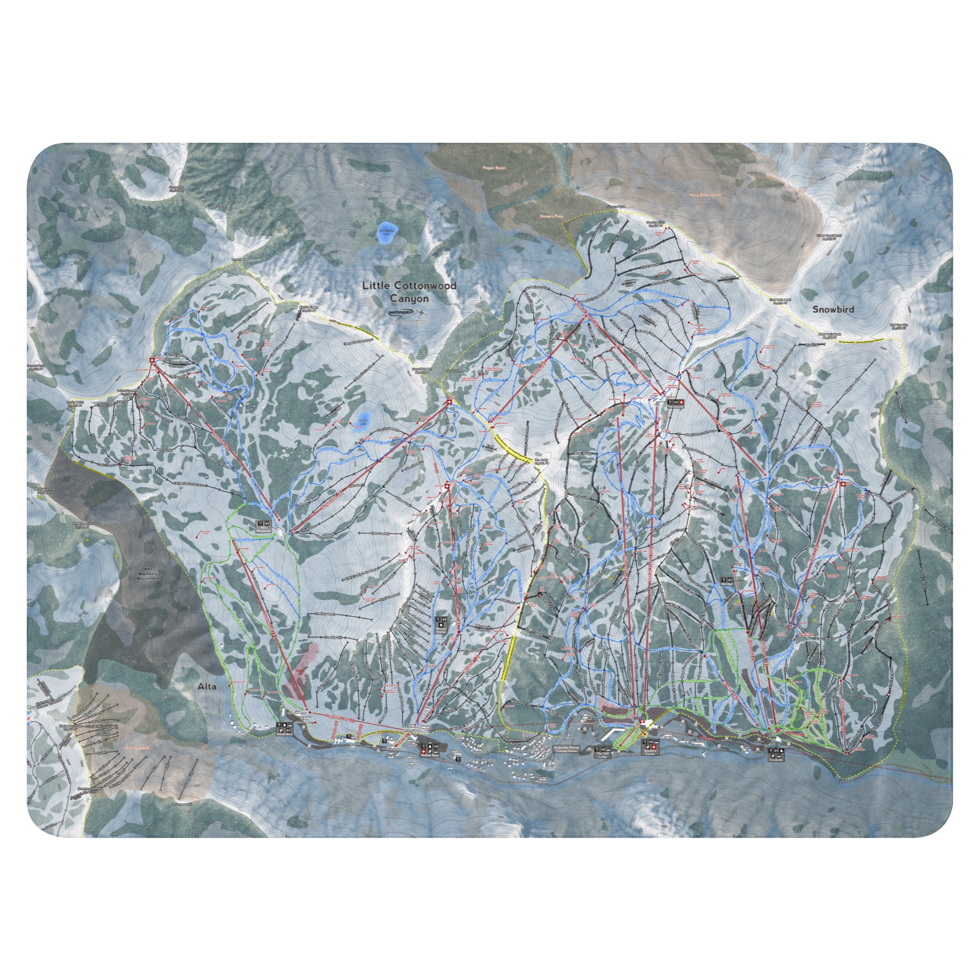 Little Cottonwood Canyon, Utah Ski Resort Map Blanket trail map