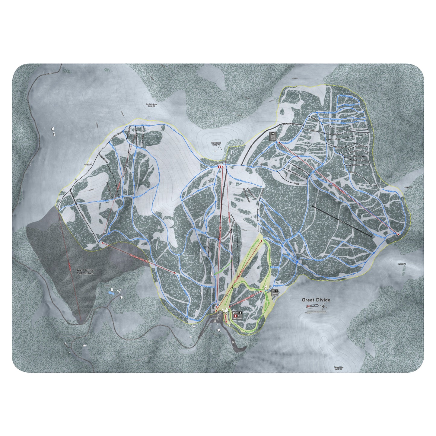 GREAT DIVIDE, MONTANA SKI RESORT MAP BLANKET - Powderaddicts