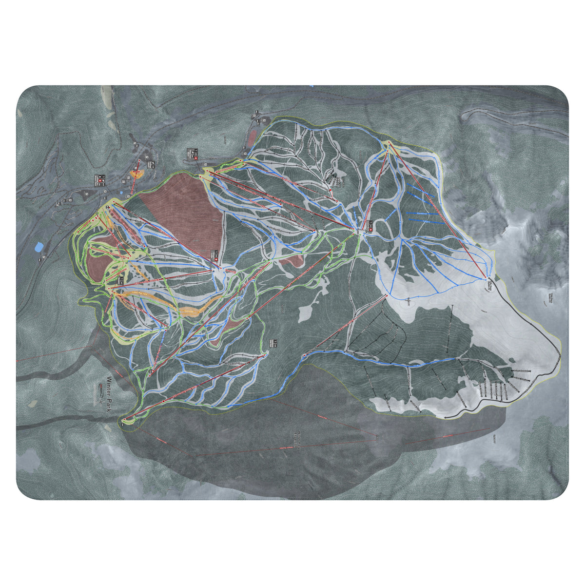 Winter Park, Colorado Ski Resort Map blanket - Powderaddicts
