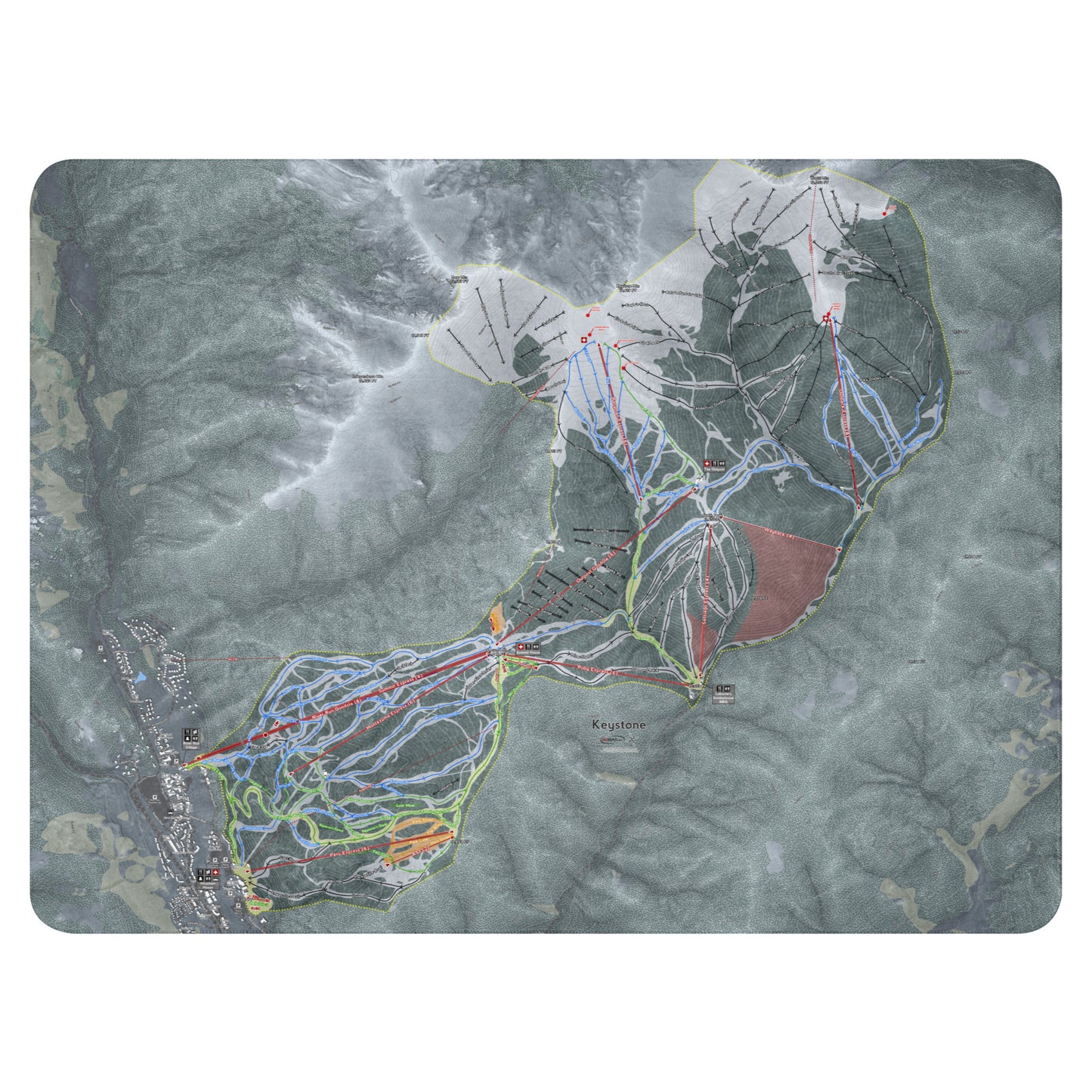Keystone, Colorado Ski Resort Map blanket - Powderaddicts