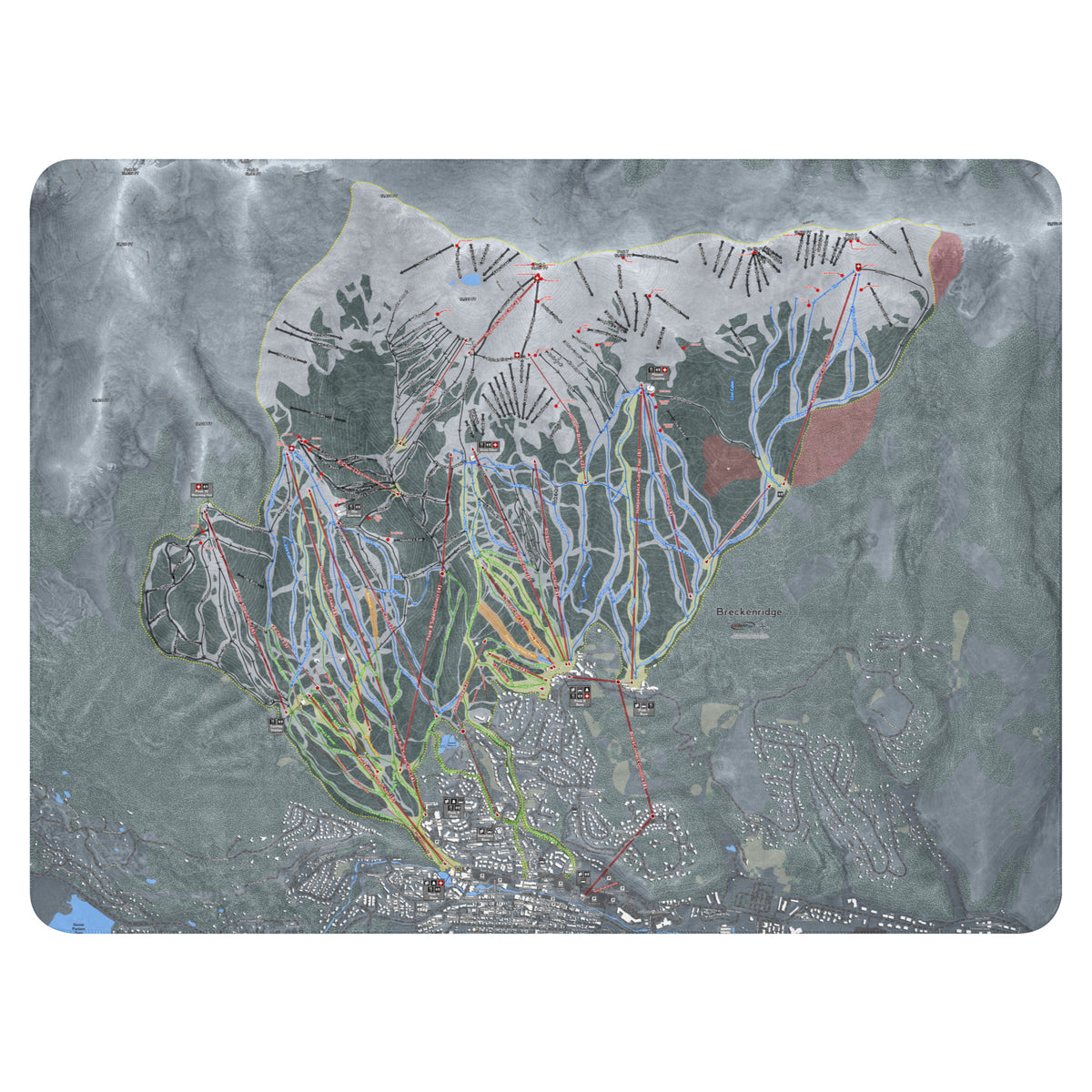 Breckenridge, Colorado Ski Resort Map blanket - Powderaddicts