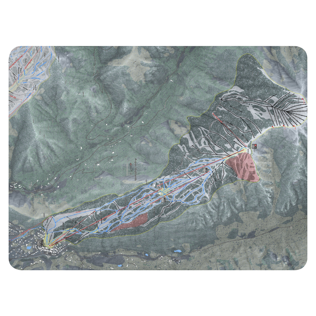 Aspen Highlands, Colorado Ski Resort Map blanket