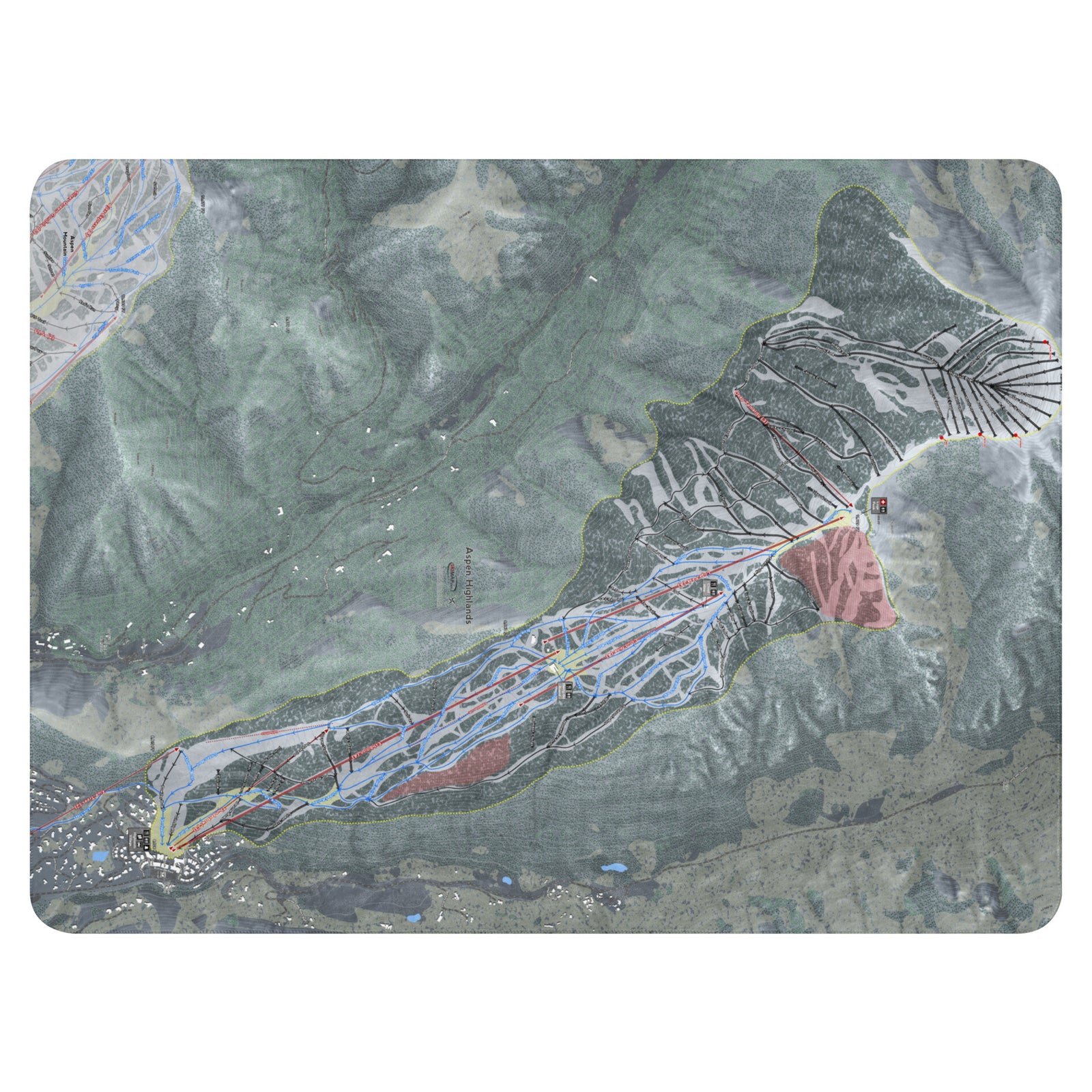 Aspen Highlands, Colorado Ski Resort Map blanket