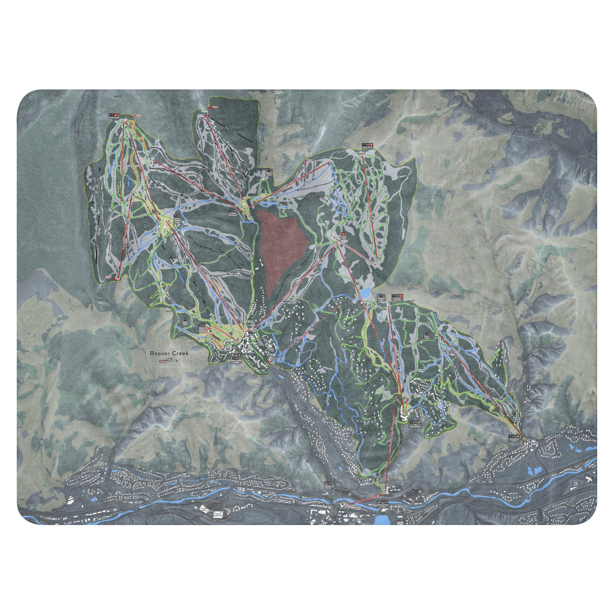 Beaver Creek, Colorado Ski Resort Map blanket - Powderaddicts
