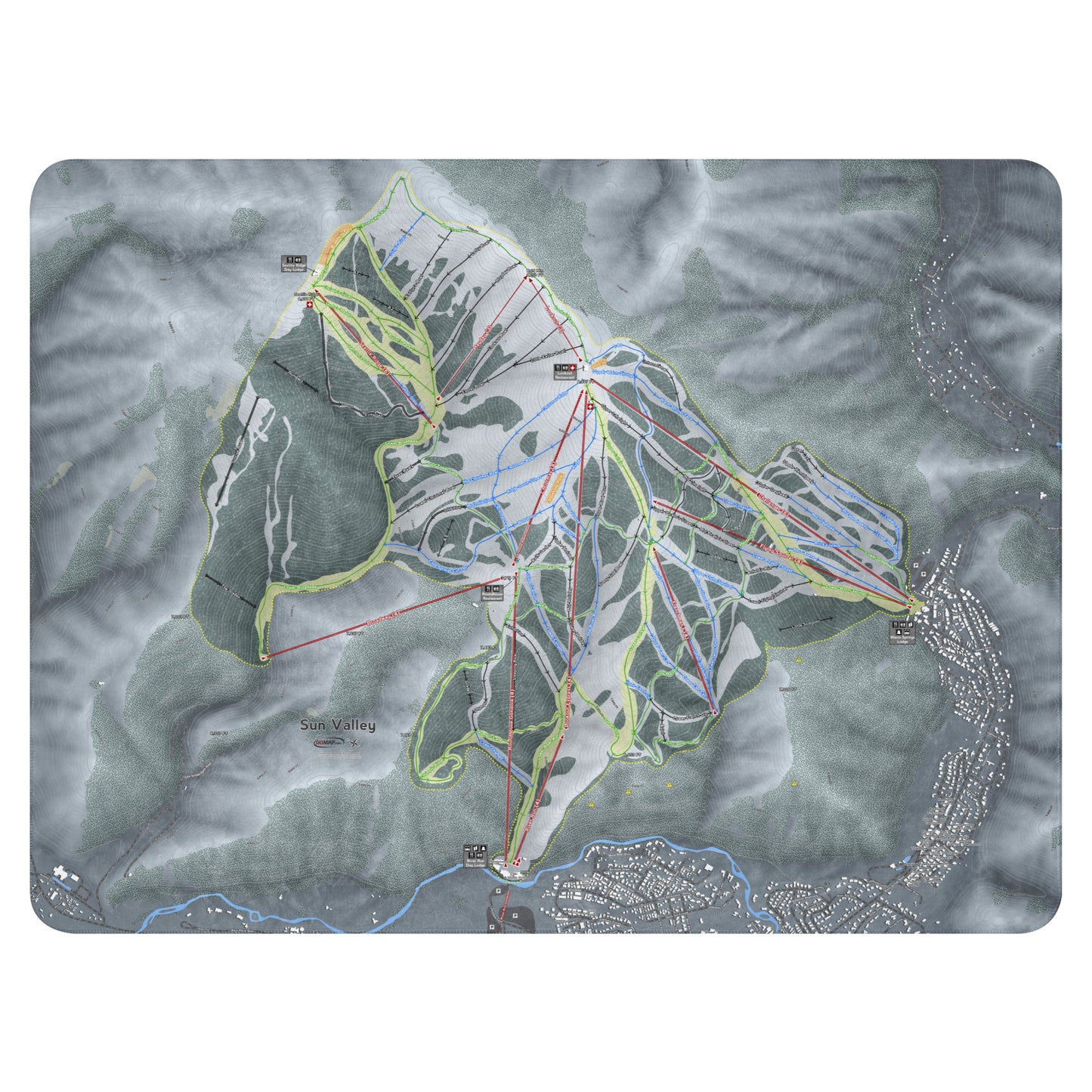 SUN VALLEY, IDAHO SKI RESORT MAP BLANKET - Powderaddicts