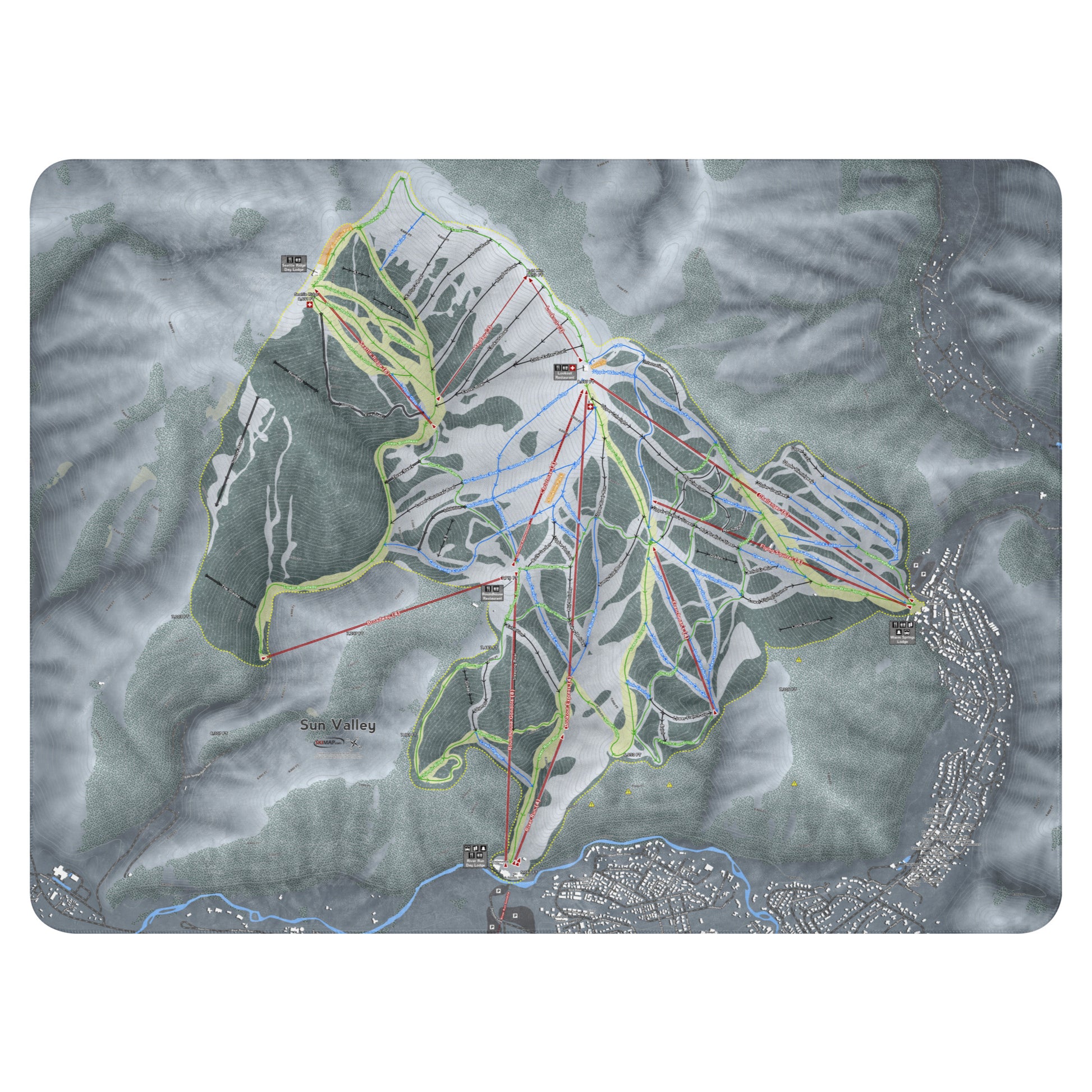 SUN VALLEY, IDAHO SKI RESORT MAP BLANKET - Powderaddicts