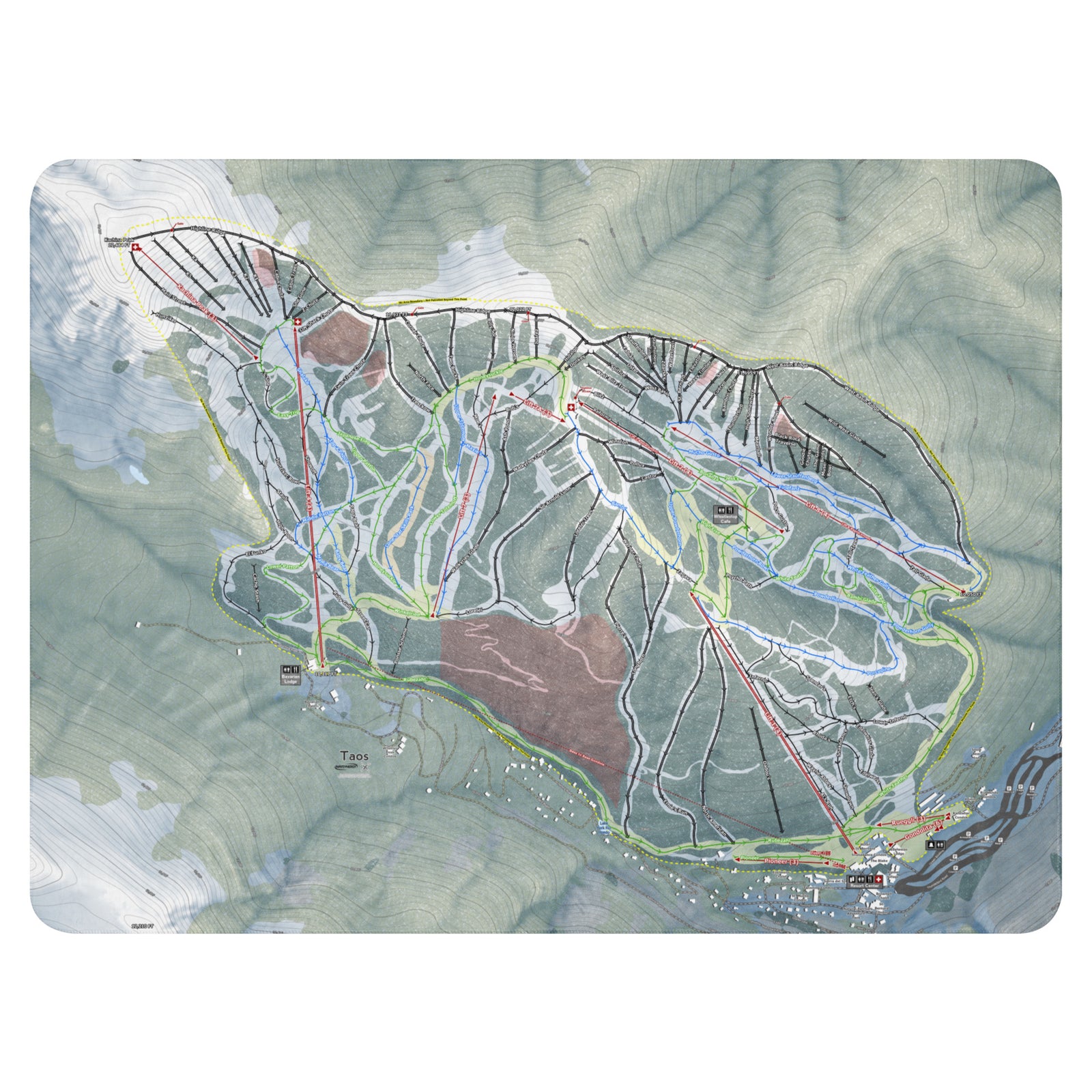 Taos, New Mexico Ski Resort Map Blanket - Powderaddicts