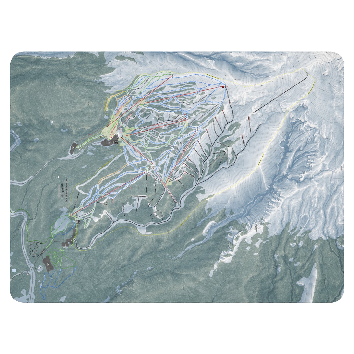 Mt Hood Meadows, Oregon Ski Resort Map Blanket - Powderaddicts