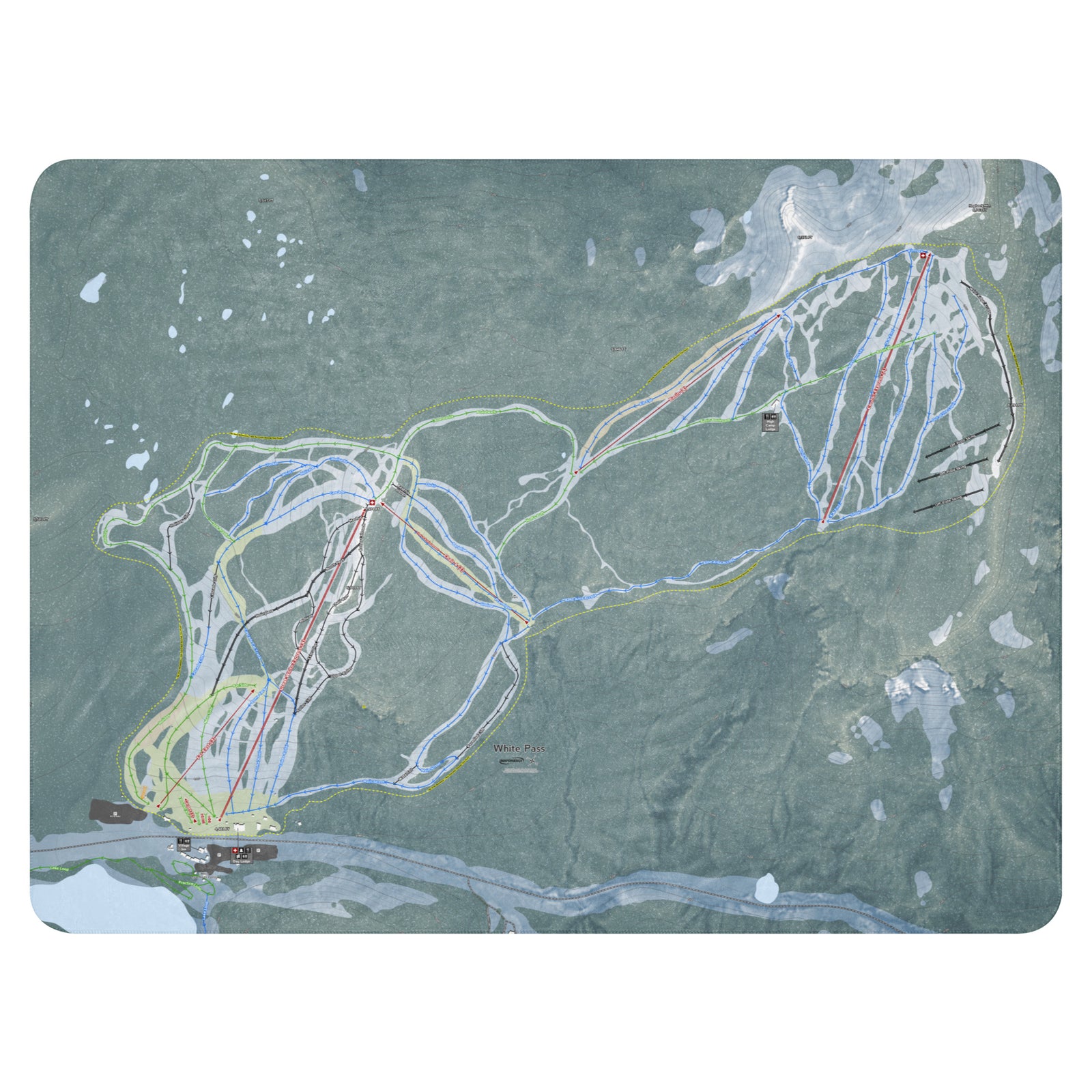 White Pass, Washington Ski Resort Map Blanket - Powderaddicts
