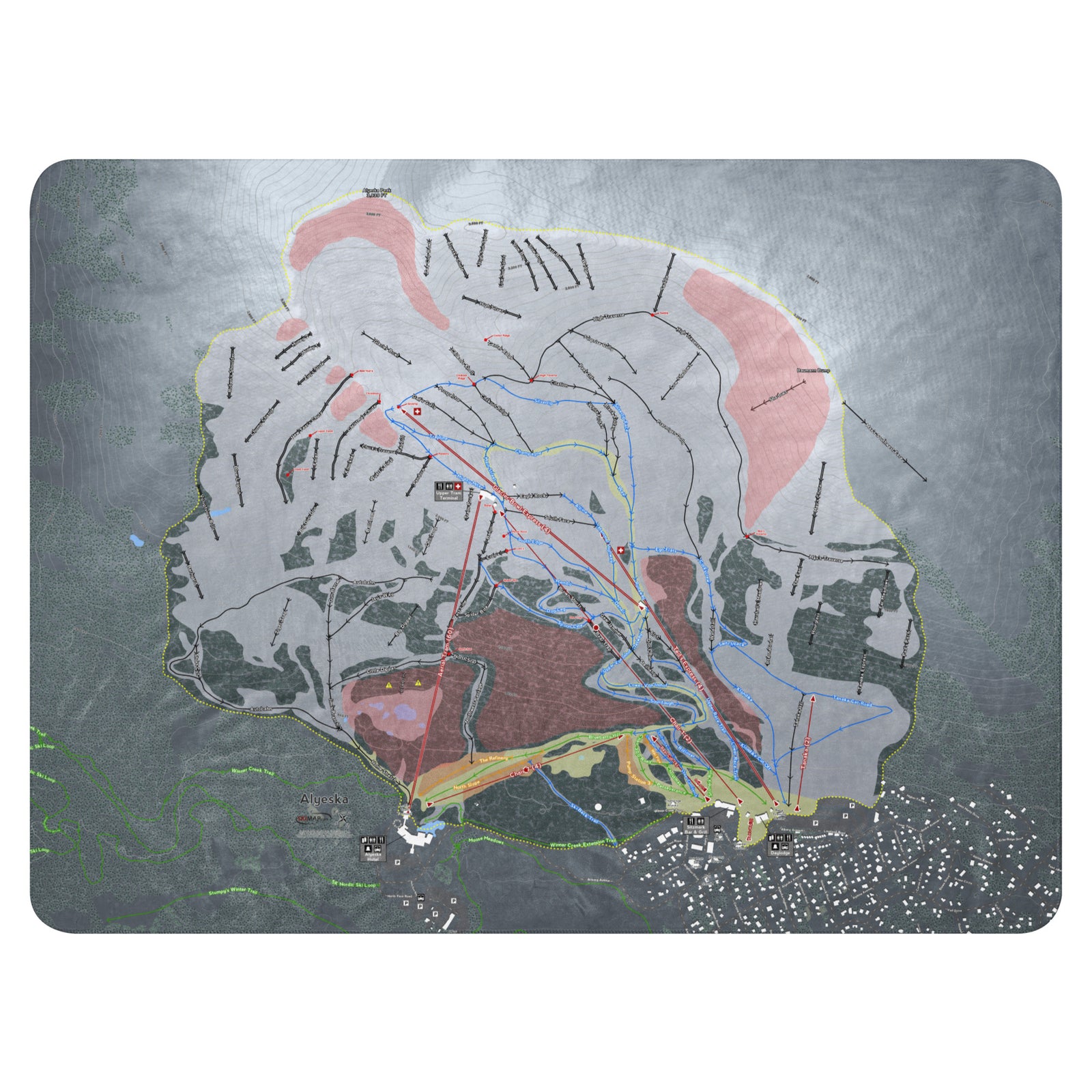 Alyeska, Alaska Ski Resort Map Blanket