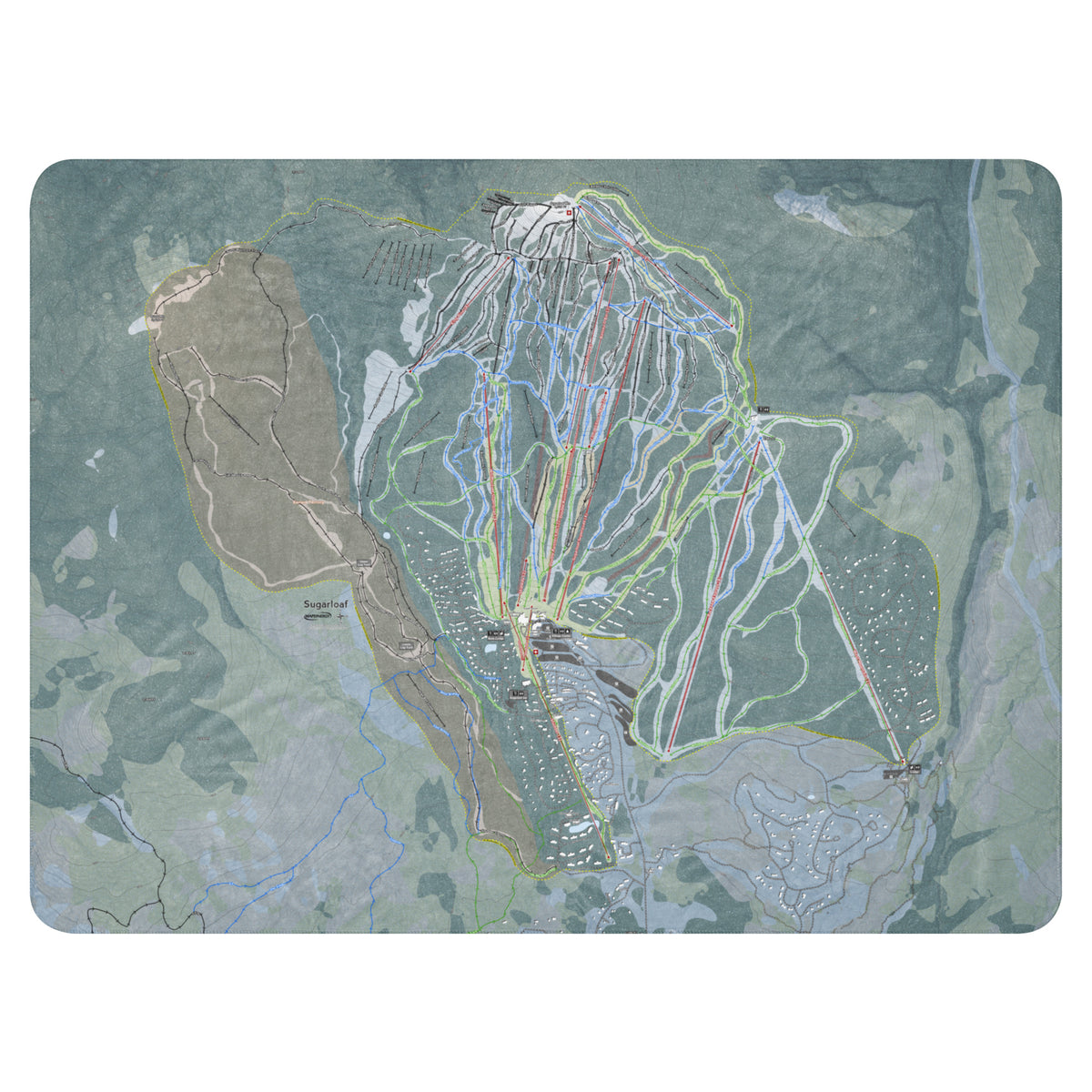 Sugarloaf, Maine Ski Resort Map Blanket - Powderaddicts