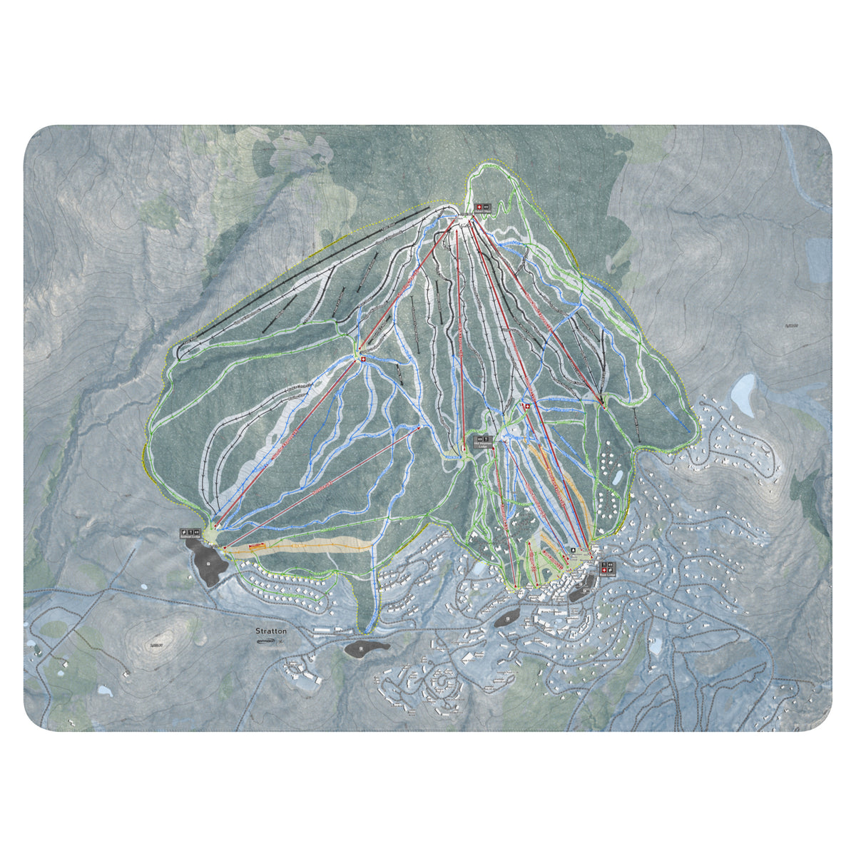 Stratton, Vermont Ski Resort Map Blanket - Powderaddicts