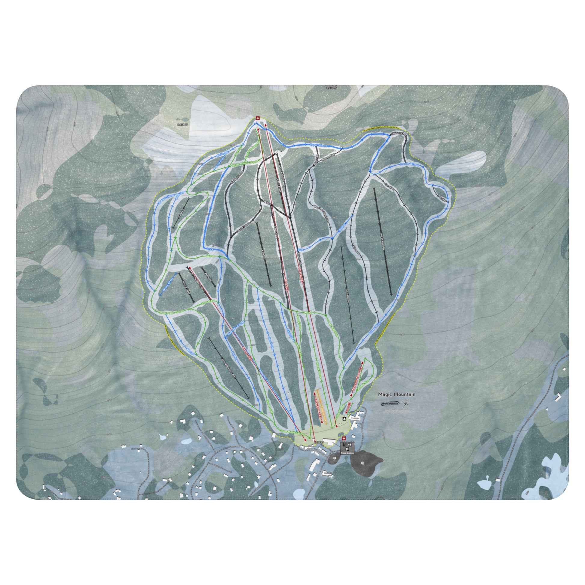 Magic Mountain, Vermont Ski Resort Map Blanket - Powderaddicts
