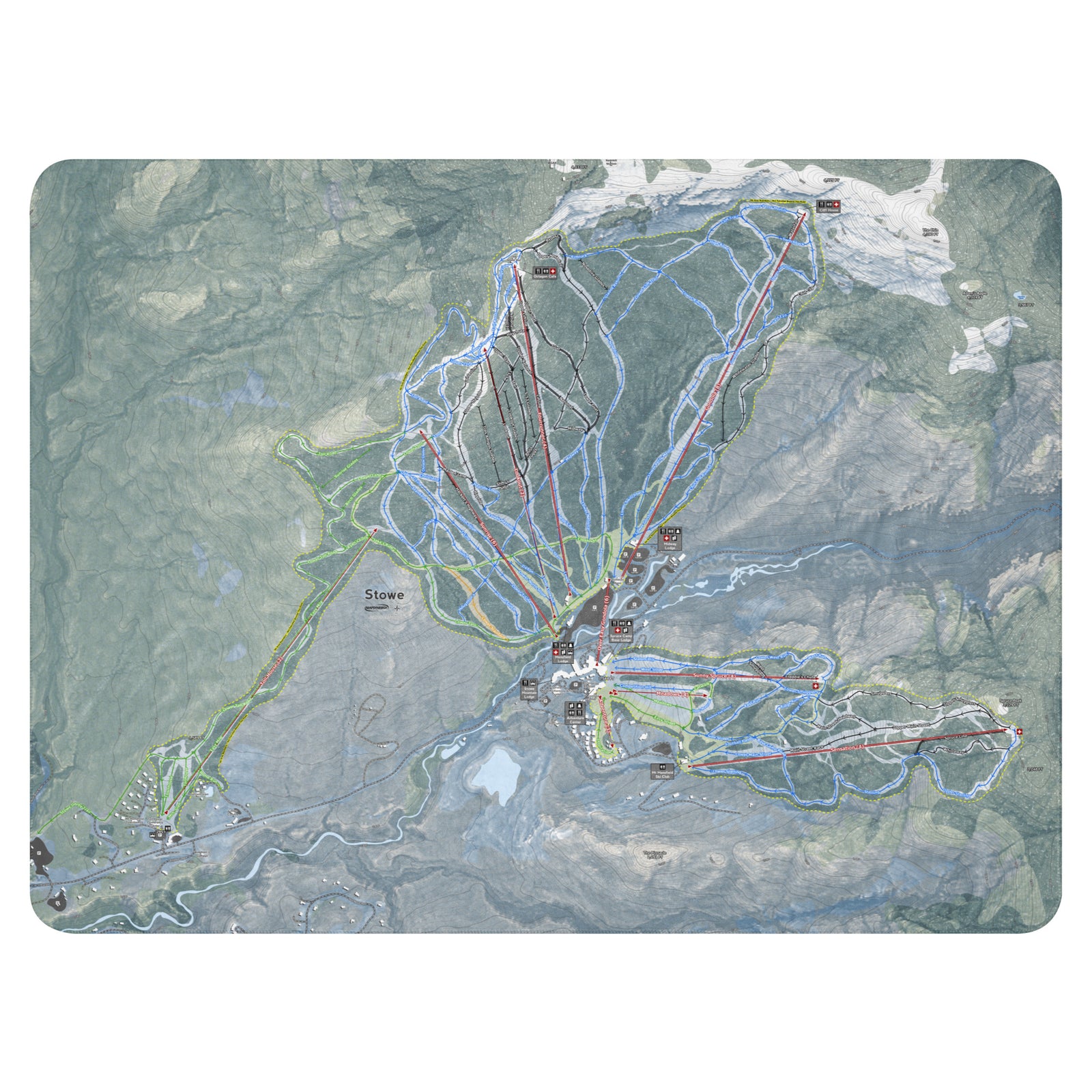 Stowe, Vermont Ski Resort Map Blanket - Powderaddicts