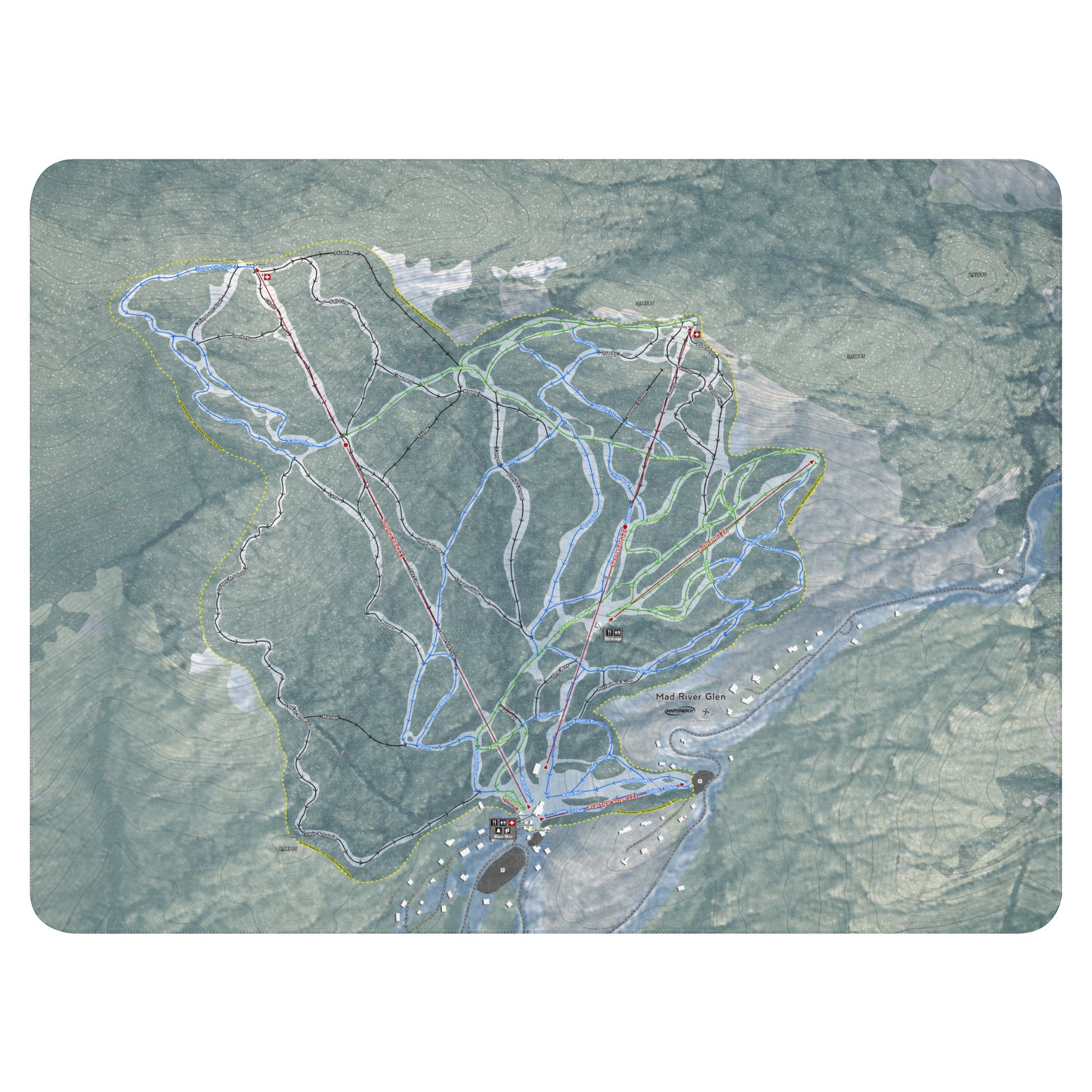 Mad River Glen, Vermont Ski Resort Map Blanket - Powderaddicts