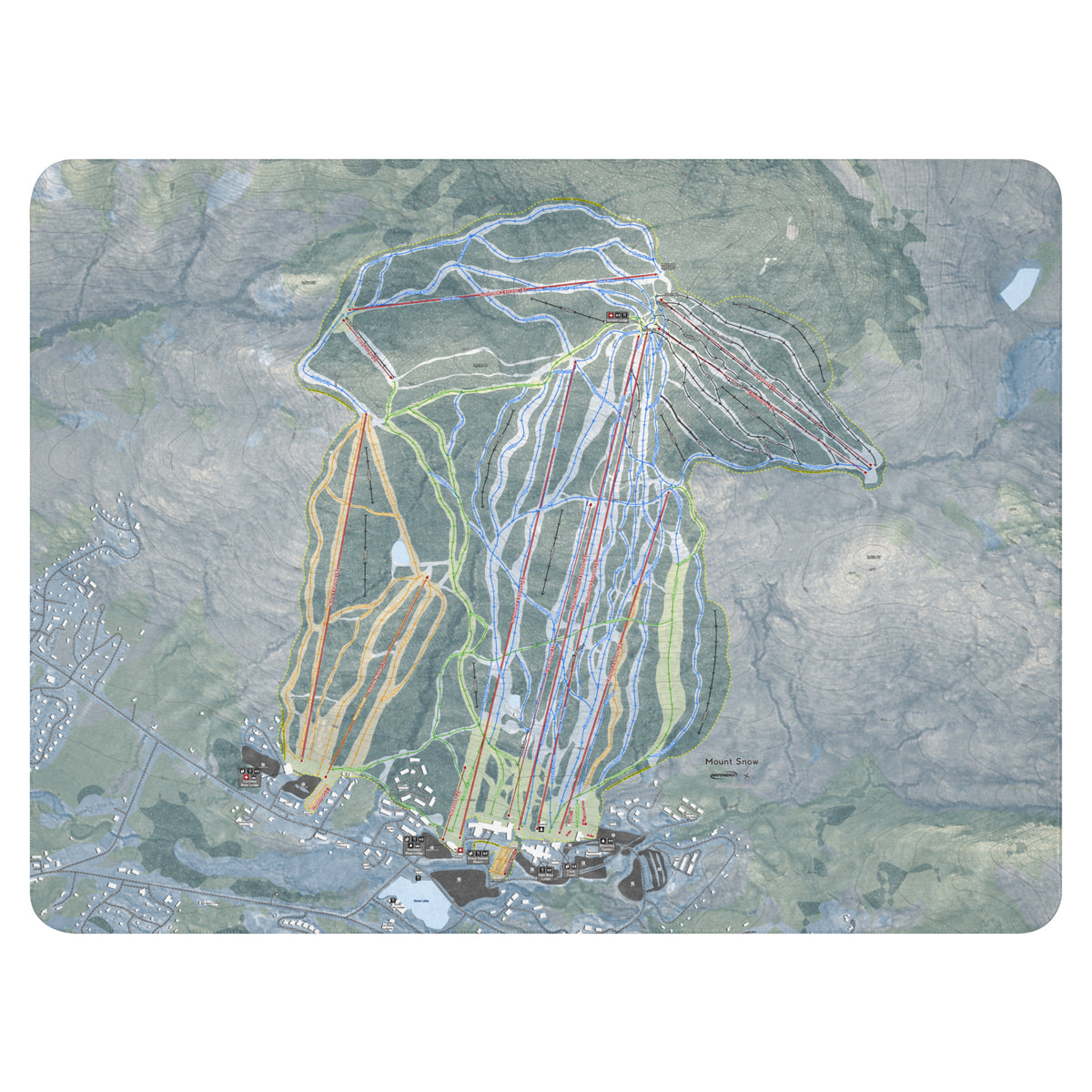 Mount Snow, Vermont Ski Resort Map Blanket - Powderaddicts