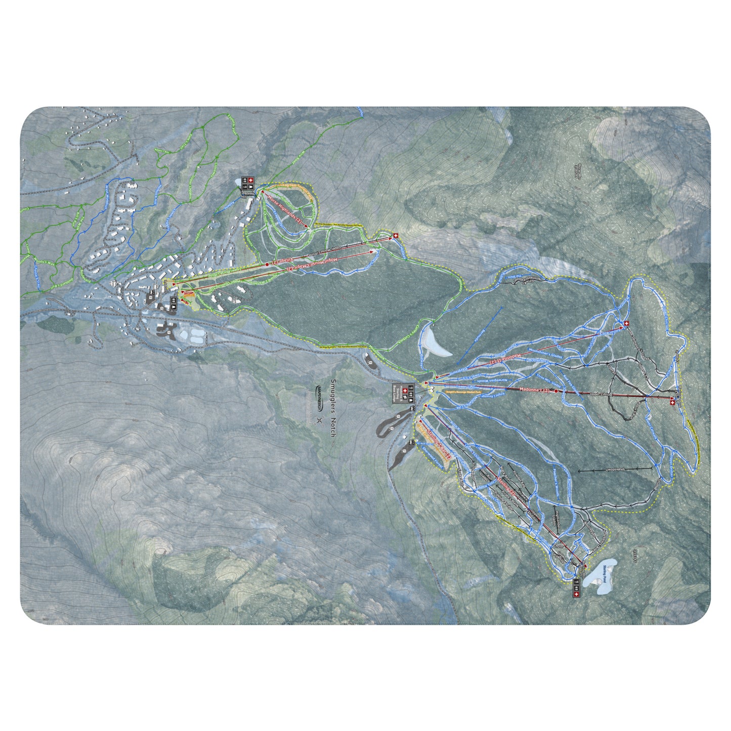 Smuggler's Notch, Vermont Ski Resort Map Blanket - Powderaddicts
