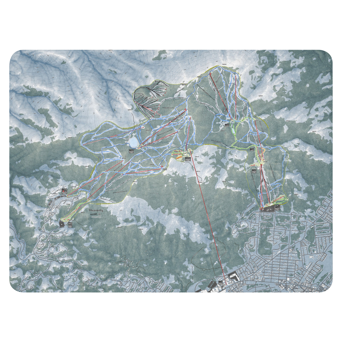 Heavenly, Nevada Ski Resort Map Blanket - Powderaddicts