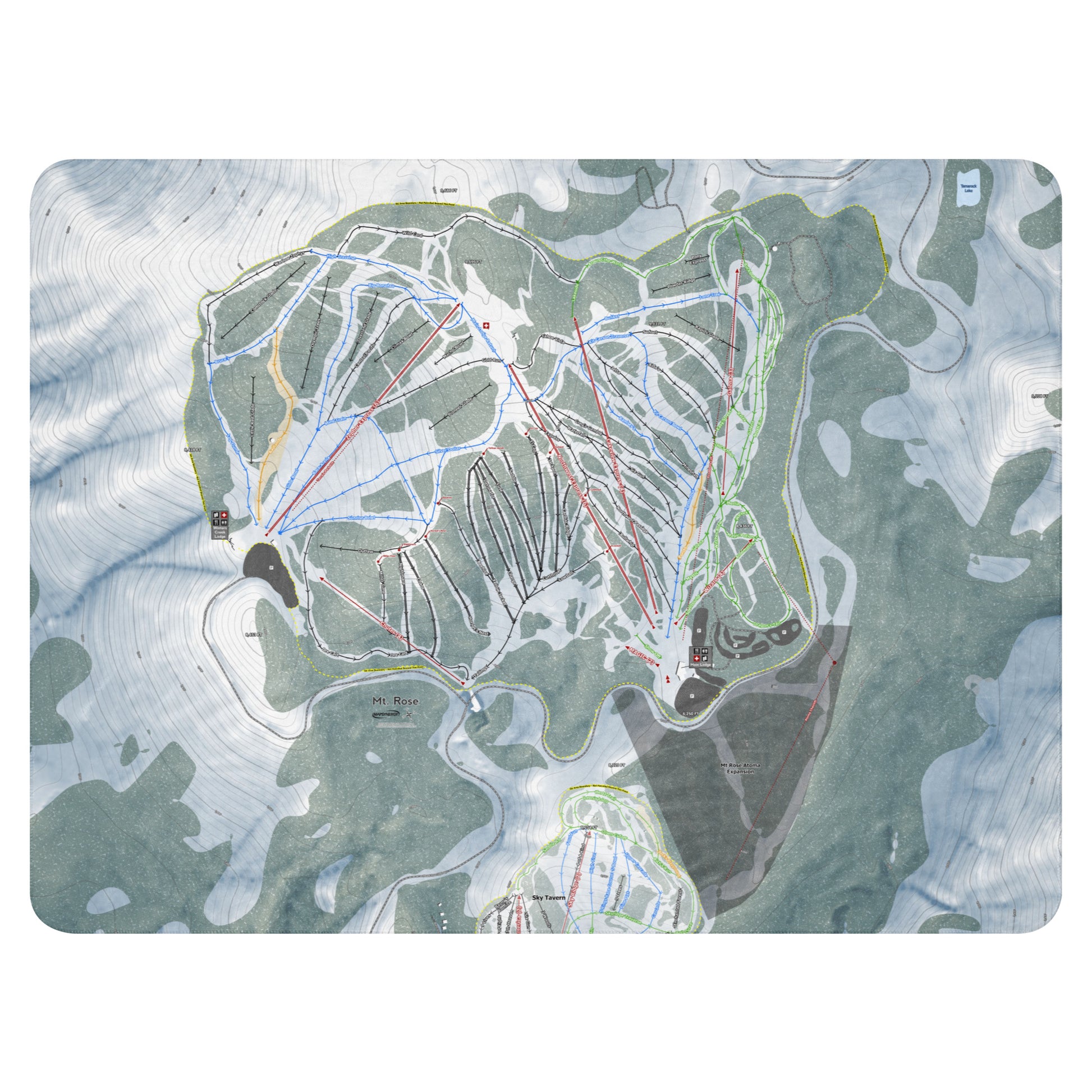 Mt Rose, Nevada Ski Resort Map Blanket - Powderaddicts