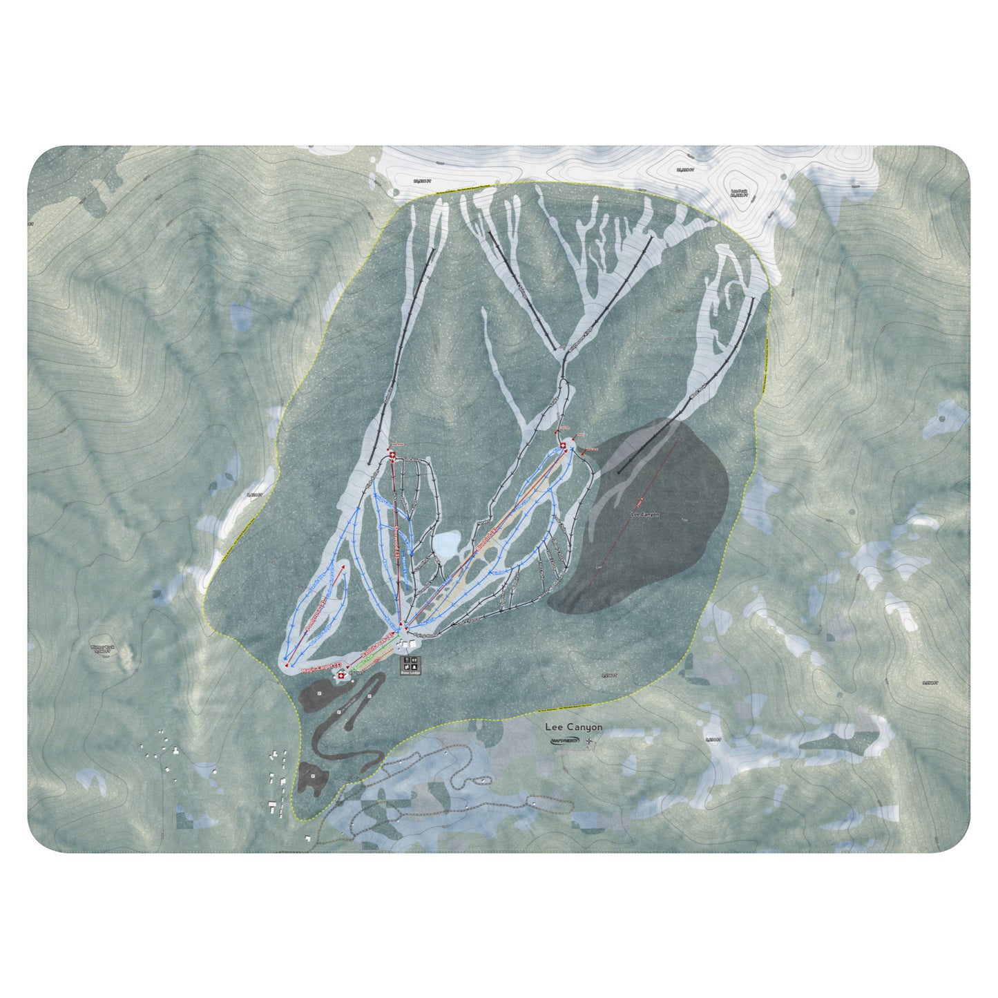 Lee Canyon, Nevada Ski Resort Map Blanket - Powderaddicts