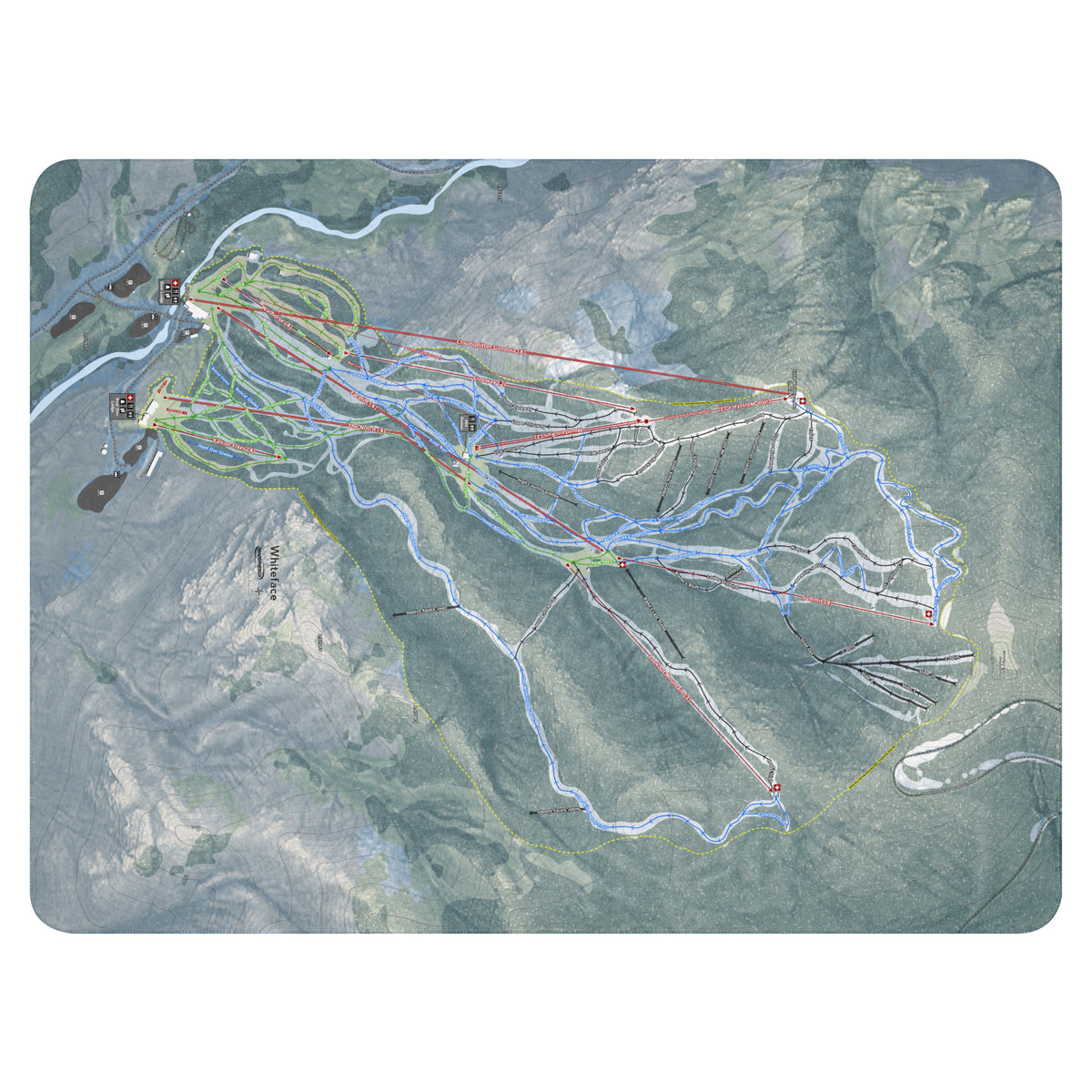 WHITEFACE, NEW YORK SKI RESORT MAP BLANKET - Powderaddicts