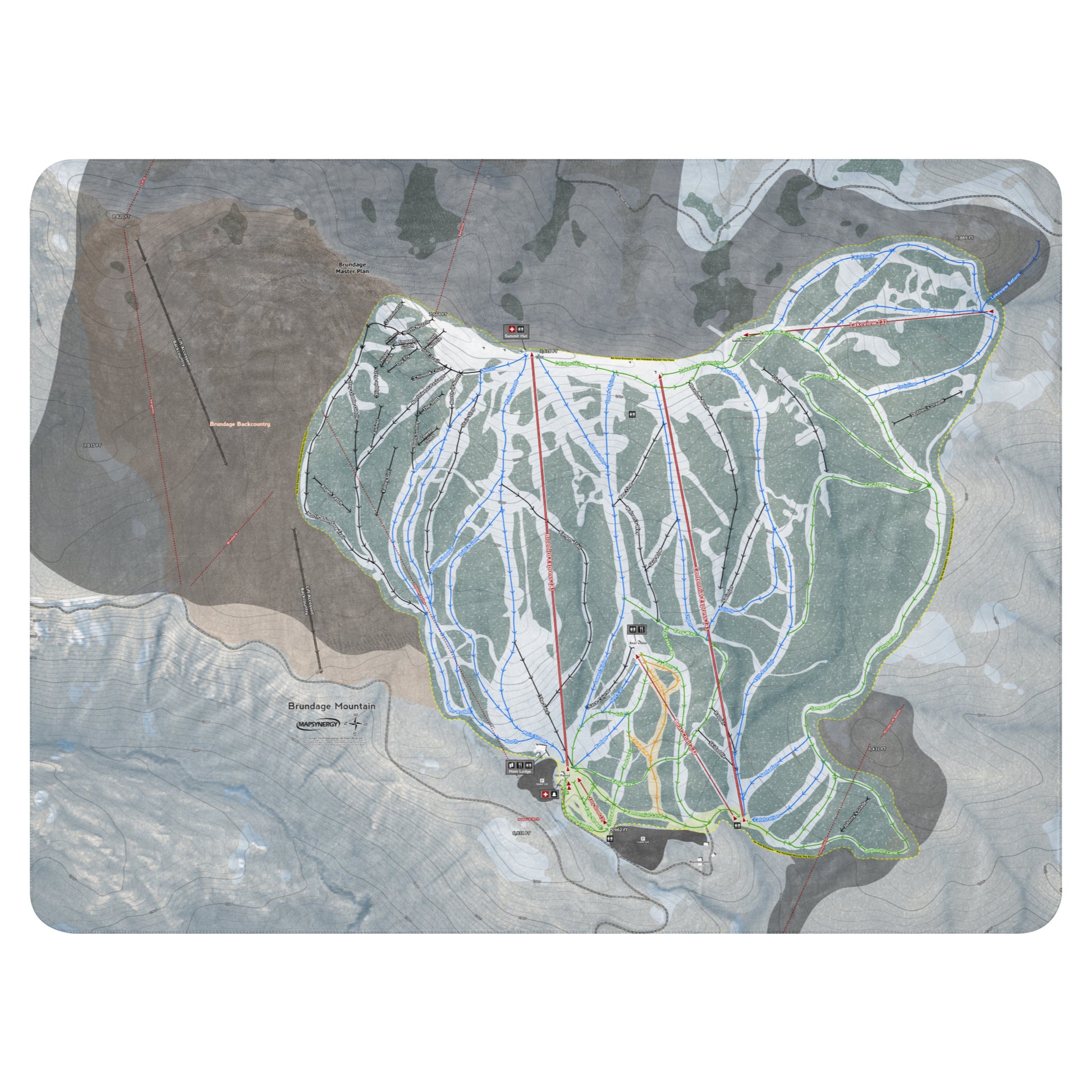 Brundage Mountain, Idaho Ski Resort Map Blanket - Powderaddicts