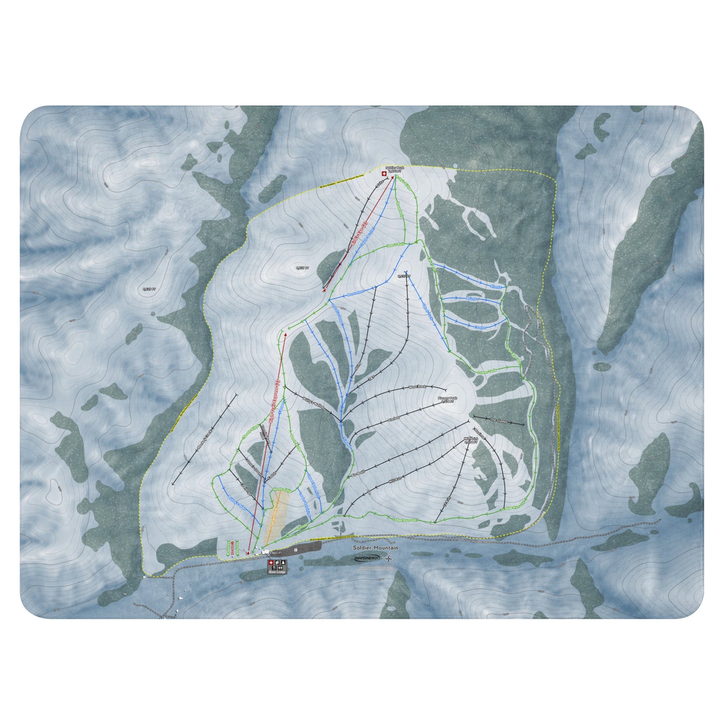 SOLDIER MOUNTAIN, IDAHO SKI RESORT MAP BLANKET - Powderaddicts