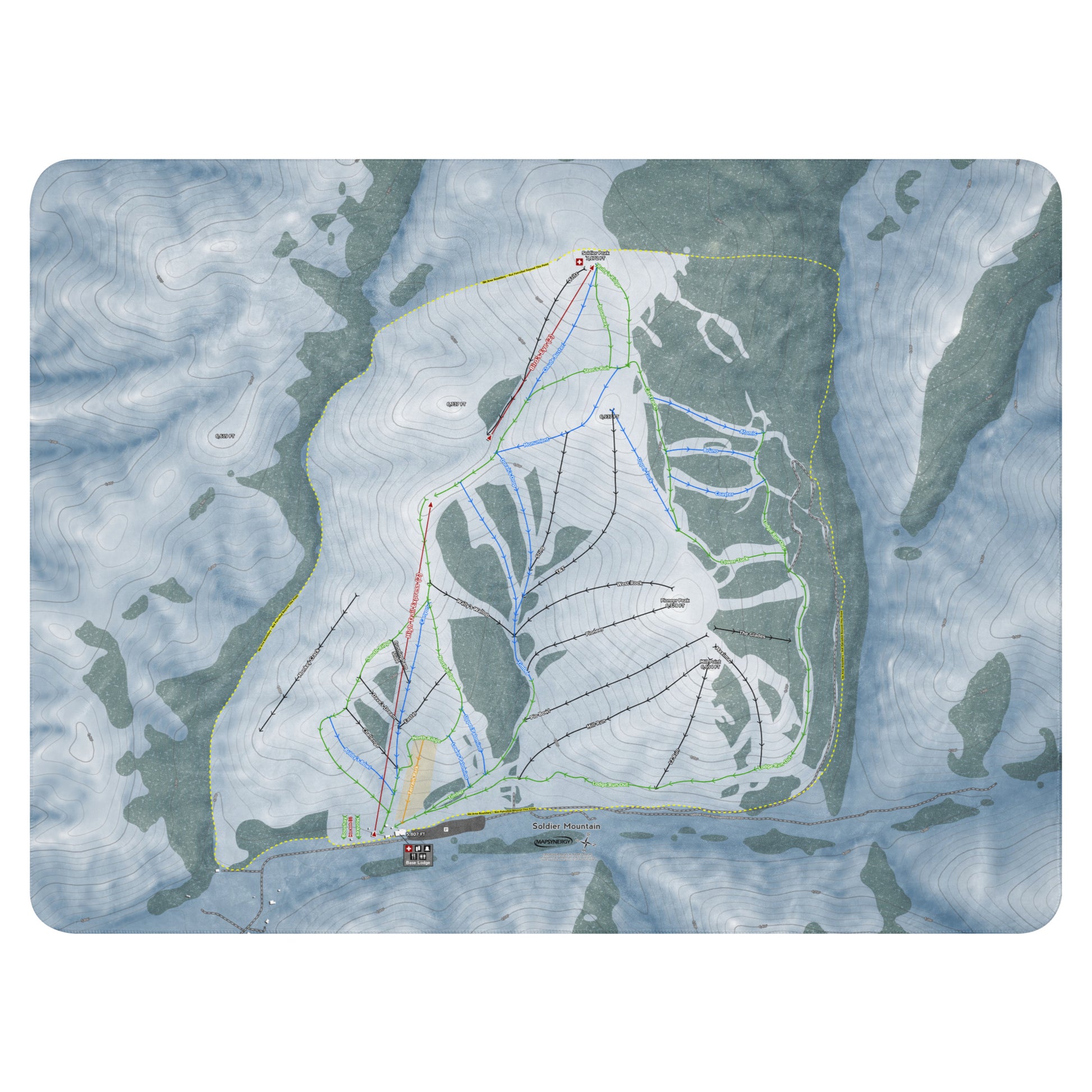 SOLDIER MOUNTAIN, IDAHO SKI RESORT MAP BLANKET - Powderaddicts