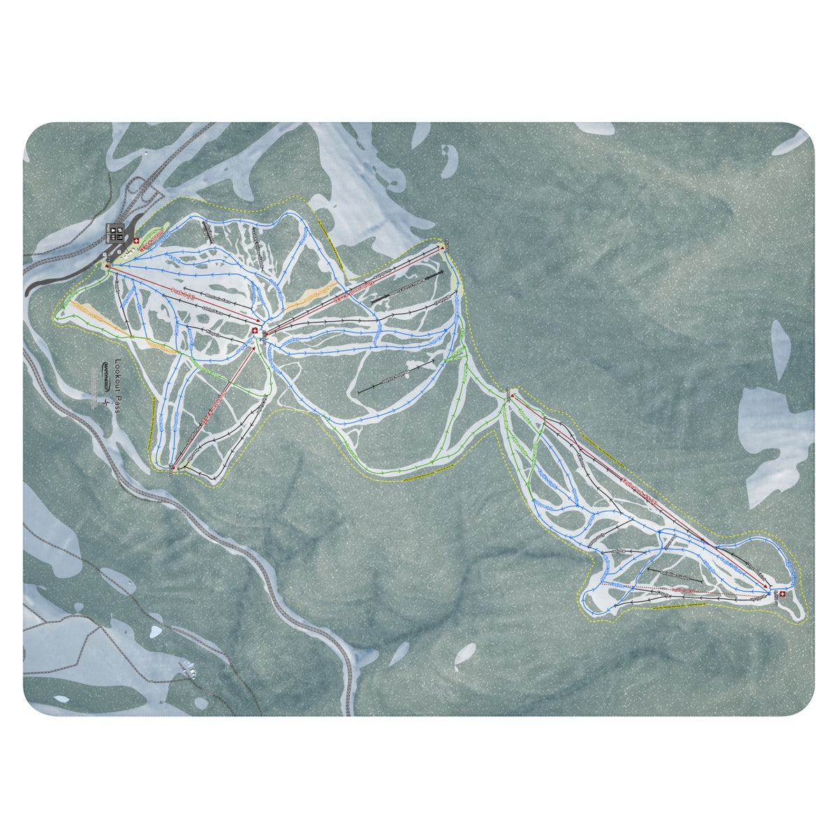 LOOKOUT PASS, IDAHO SKI RESORT MAP BLANKET