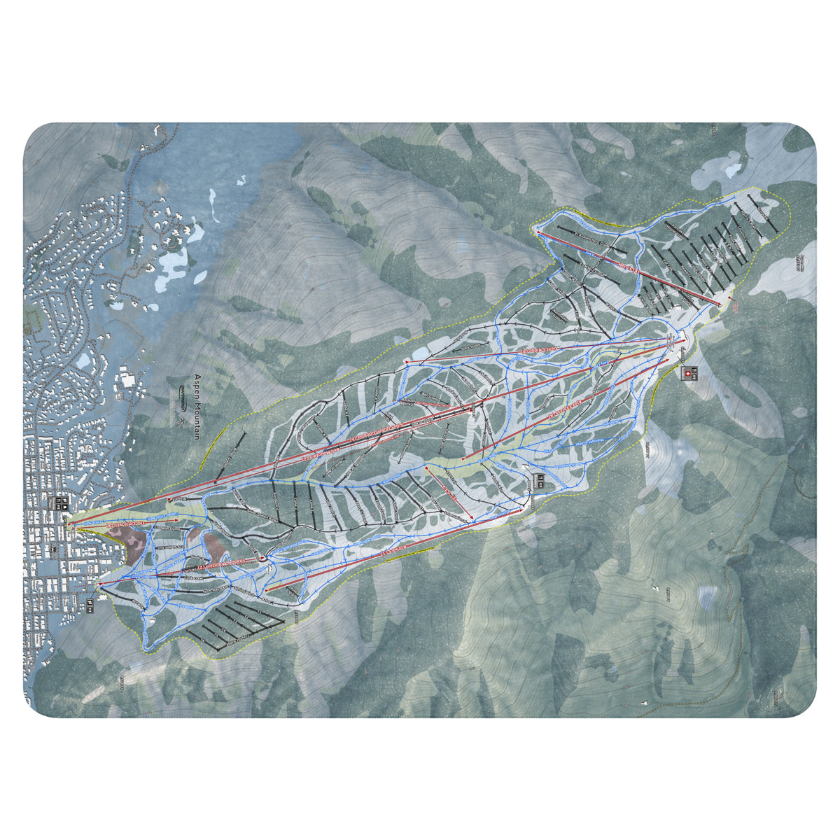 Aspen Mountain, Colorado Ski Resort Map Blanket
