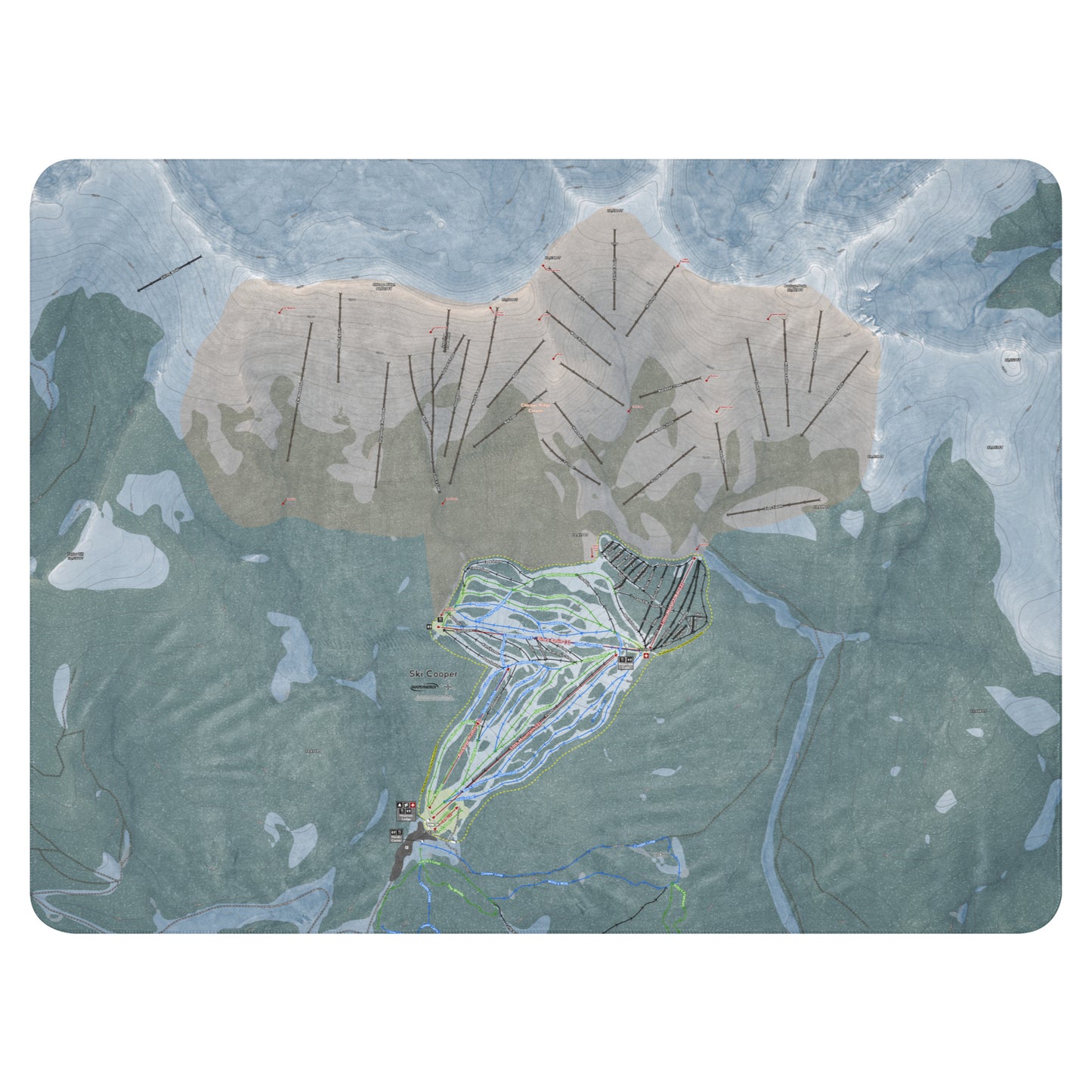 Ski Cooper, Colorado Ski Resort Map Blanket - Powderaddicts