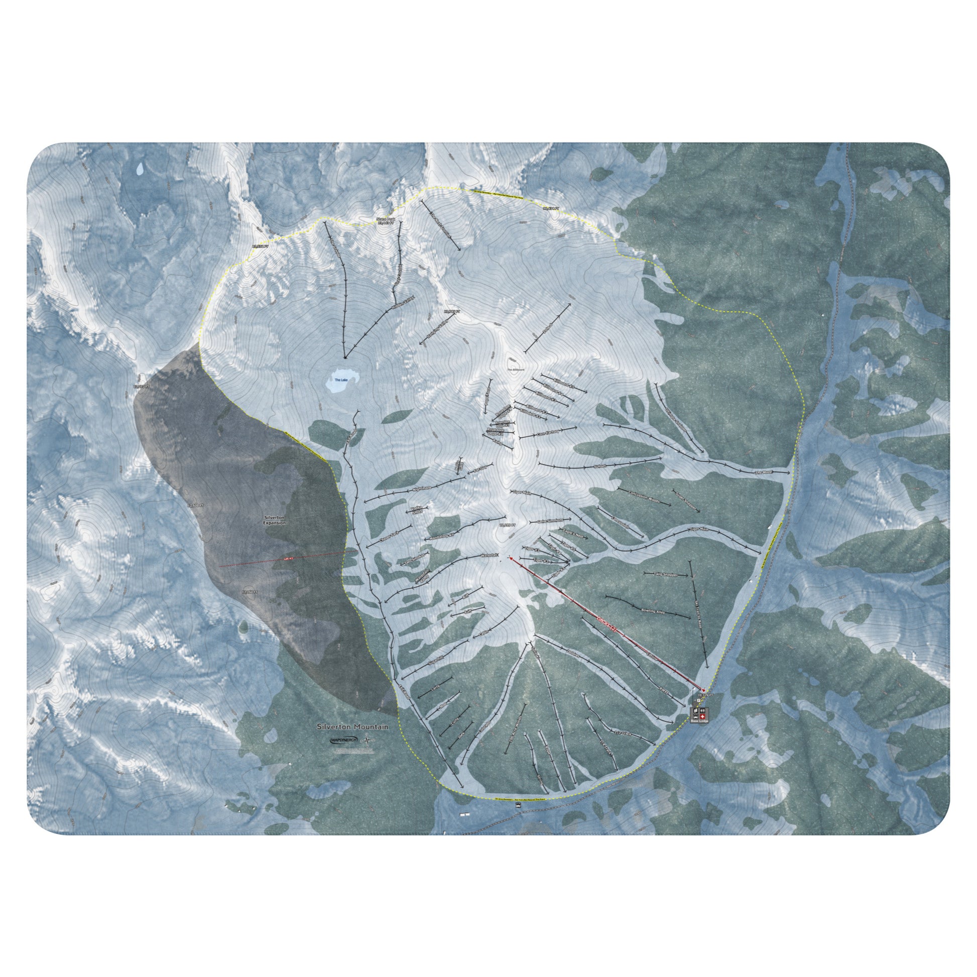 Silverton Mountain, Colorado Ski Resort Map Blanket - Powderaddicts